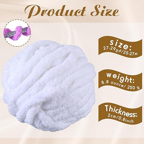 Miniatura 3 de Timgle Paquete de 24 hilos de felpilla gruesa para ganchillo (29 yardas cada madeja), hilo grueso y esponjoso para tejer, hilo de felpilla, hilo