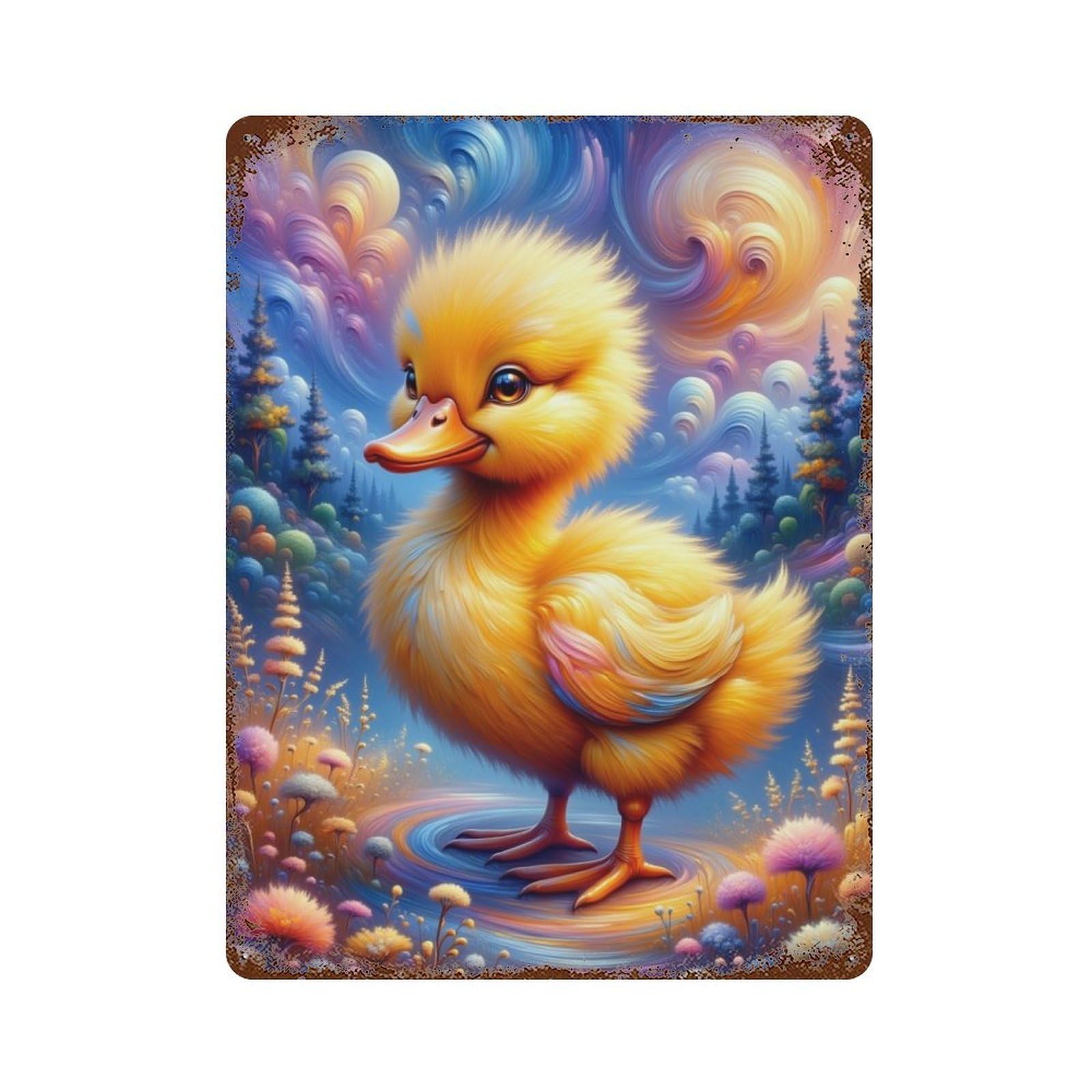 Retro Metal Sign Magical Duckling Fantasy 15.7"x11.8", Decorative Metal Wall Art for Pub, Kitchen And Man Cave Decor