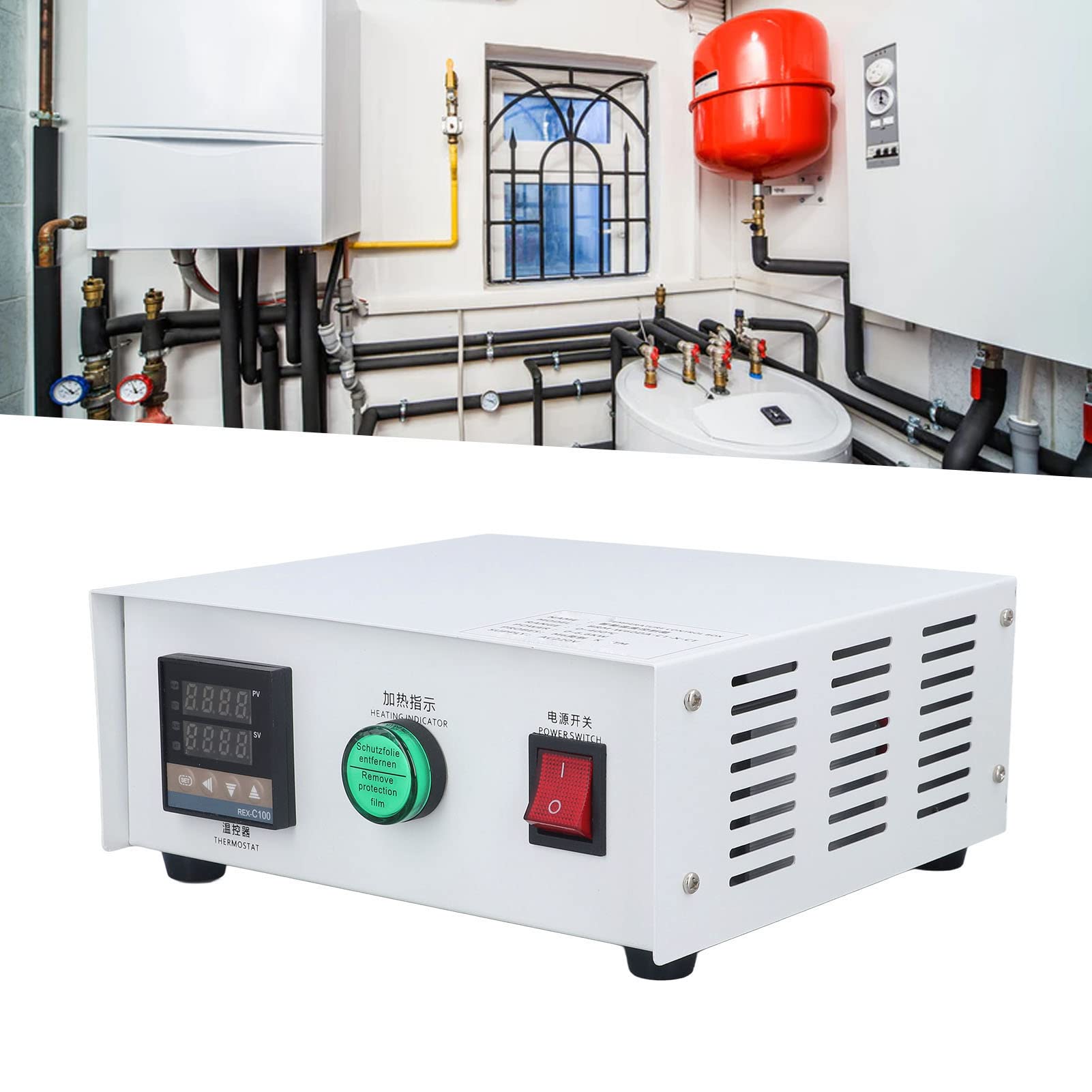 Cocoarm Kit de Controlador de Temperatura PID, Caja de Control de Temperatura Digital de Acero Inoxidable CA 220 V 32 a 752 °F K Salida SSR de Termopar para Plataforma de Calentamiento de Molde de