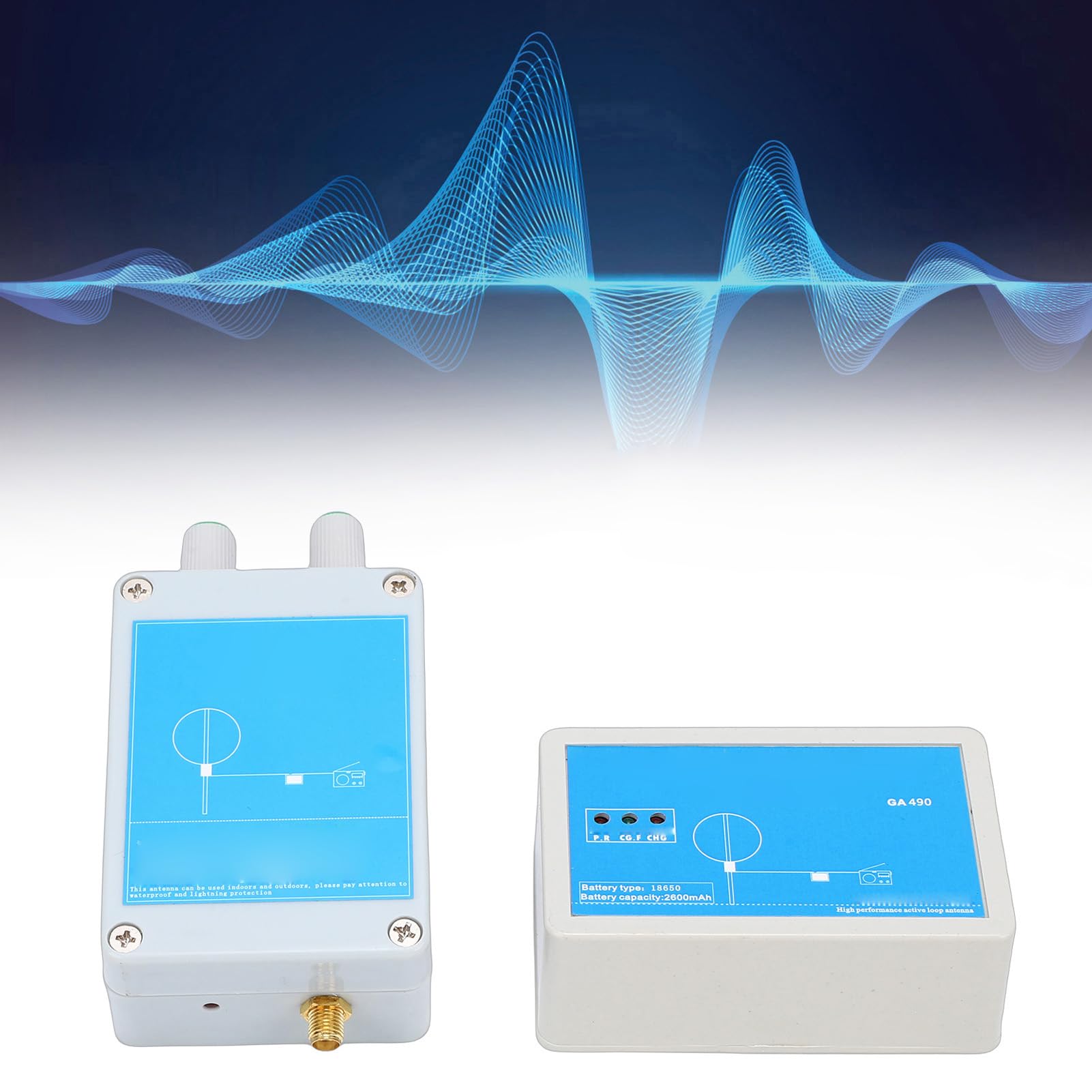 Ejoyous Antena de Bucle Activo ABS 100 KHz a 179 MHz Antena de Radio de Corta Portátil con Batería de 2600 MAh Bucle de 50 Cm para Recepción de Aire MW SW Balcón Al Aire Libre Usuarios de SDR en la