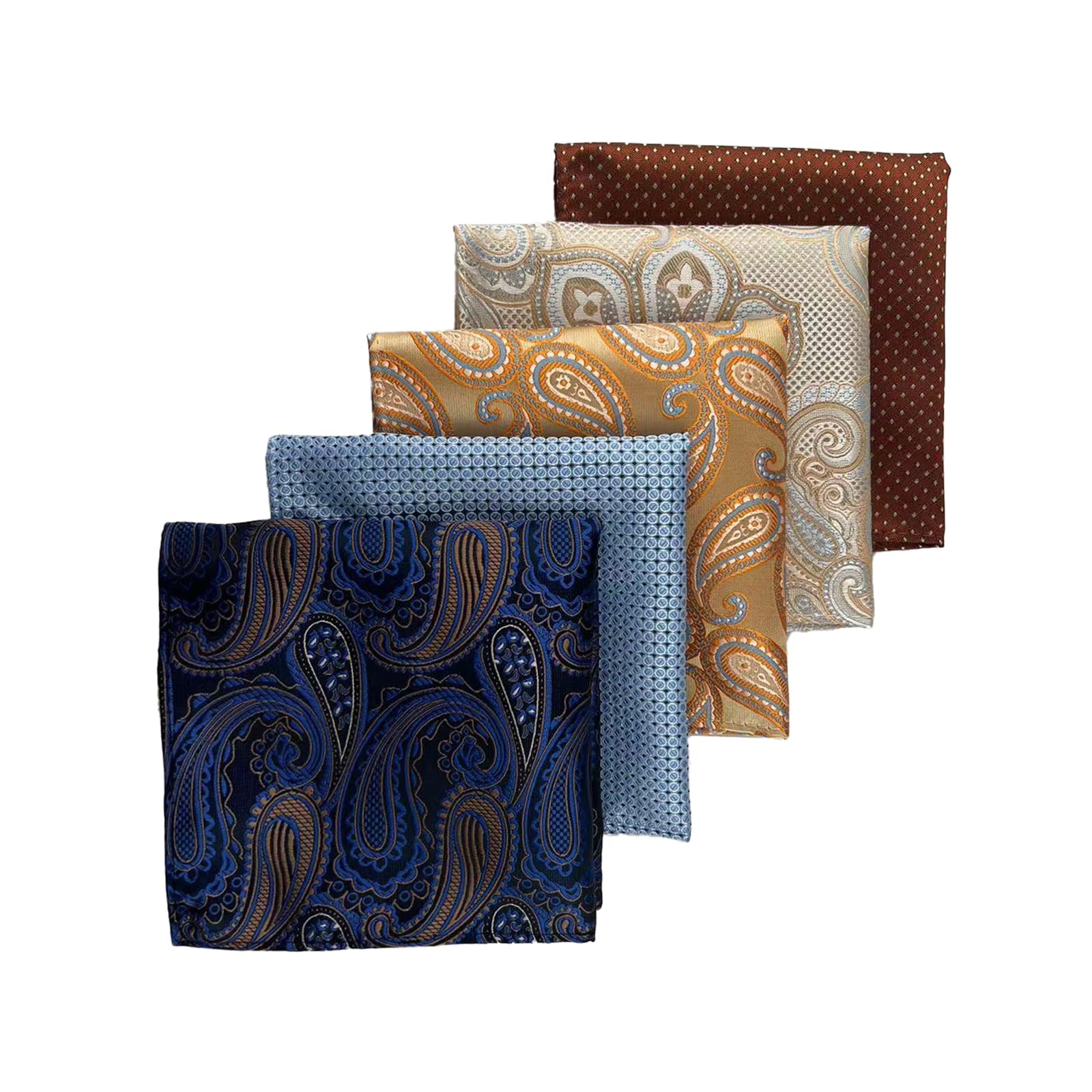 5 Pack Men's Pocket Squares, Soft Hankies Premium Mens Pocket Square Handkerchiefs Set style 2
