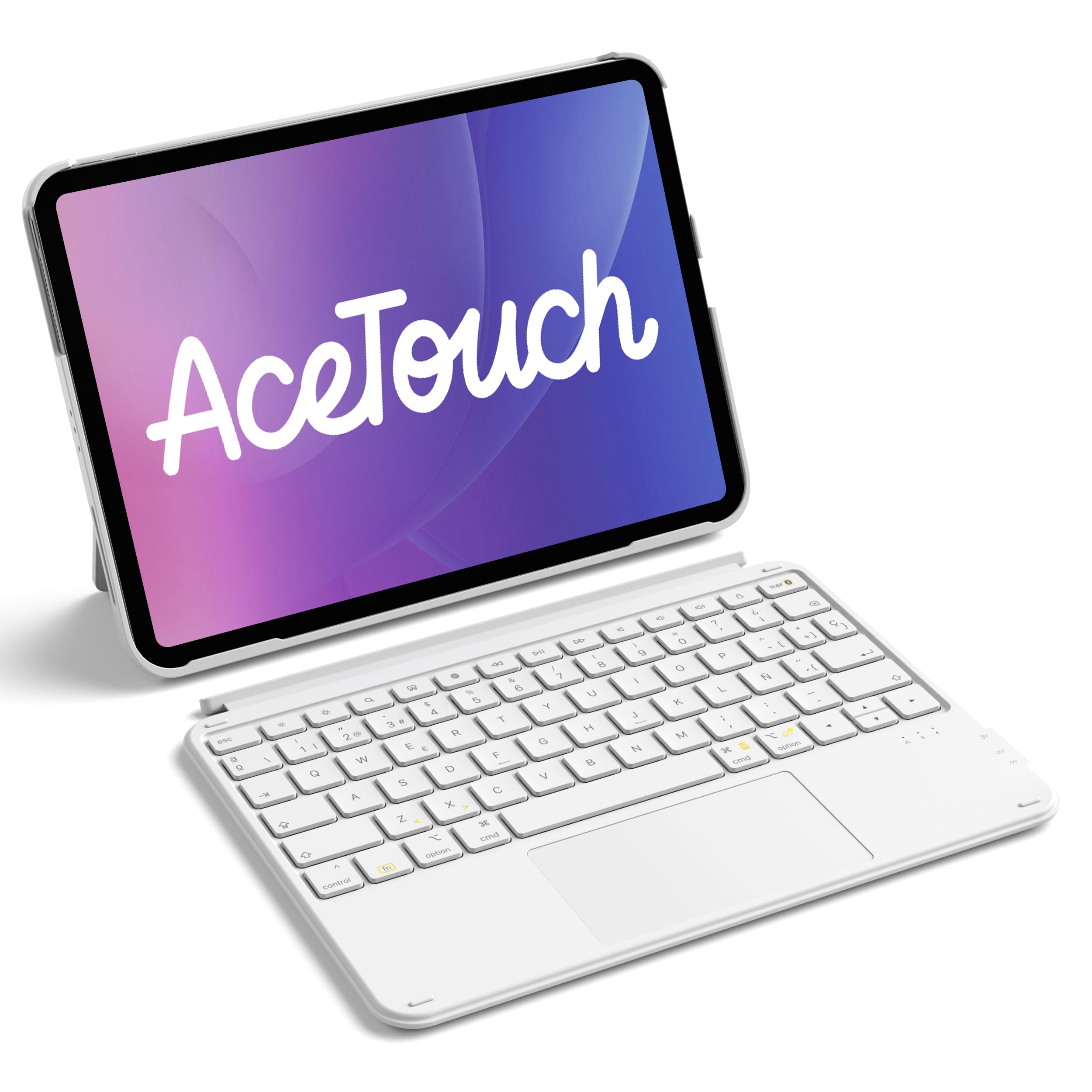 Inateck Coque Clavier pour iPad 11e/​10e Gén, pour iPad 10e (10,​9")/​11e (2025 A16), Air 11" M4/​M3/​M2, Air 6/​5/​4e, Pro 11 4e-​1re, Clavier Ultraléger Détachable avec Pavé Tactile, Blanc AceTouch