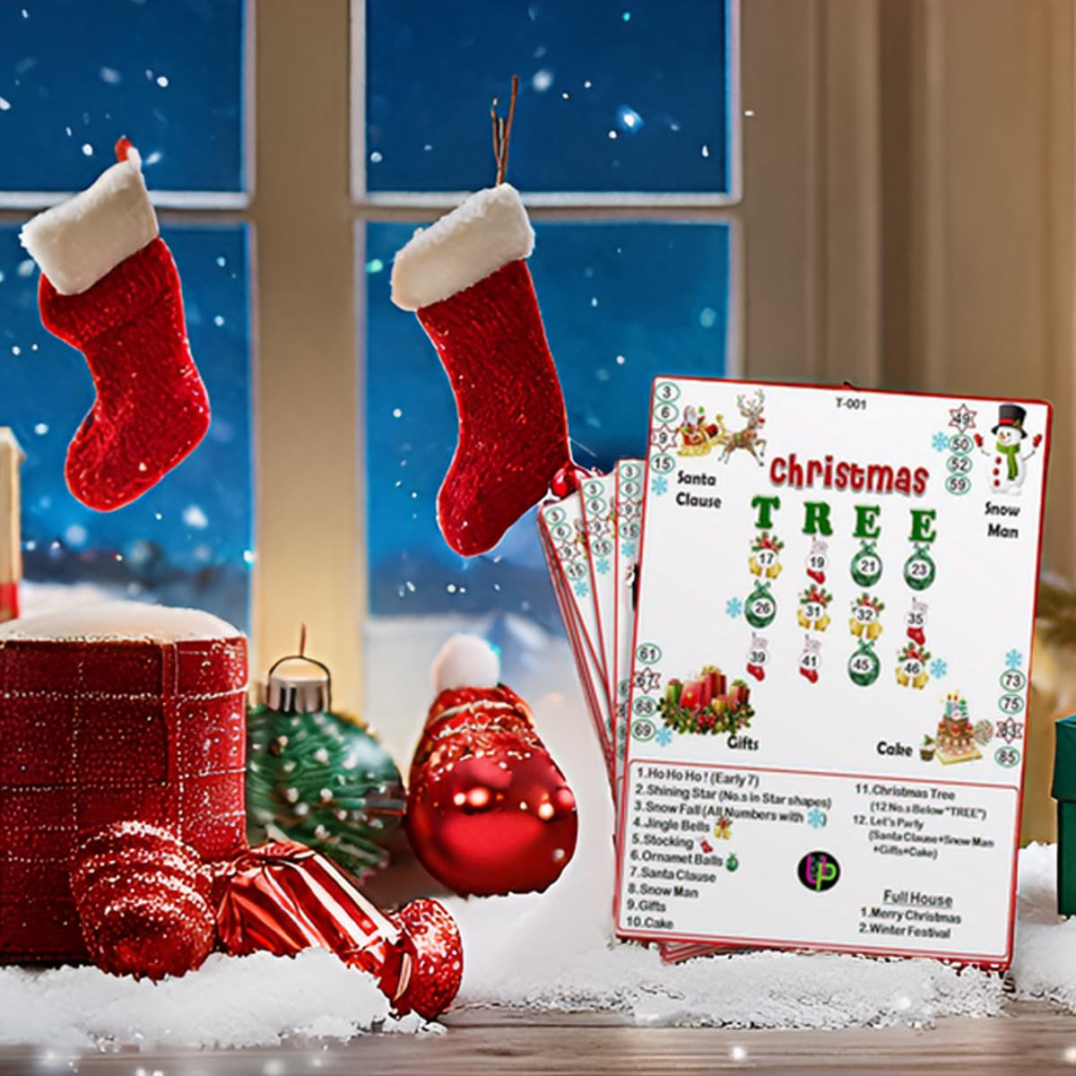 UltPult Tambola Christmas Tambola Tickets | Christmas Tree Theme Housie Tambola Themed Bingo Game | Kitty Party Theme Housie Tickets | English | for Family & Friends (Set of 15 Tickets) 1