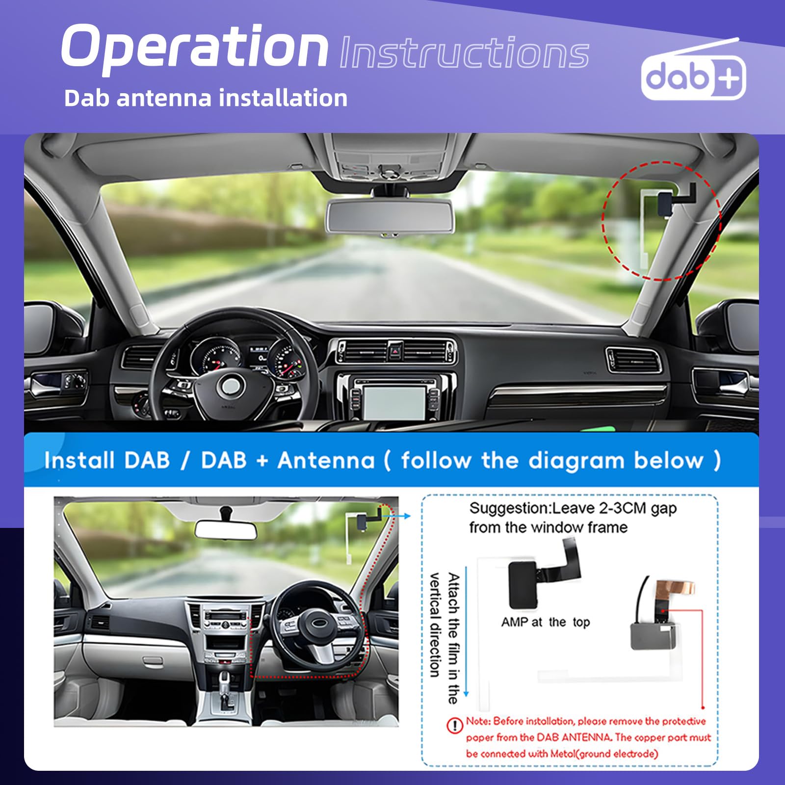 DAB+ Autoradio 1 Din Carplay Android Auto Wireless Bluetooth, 6.9'' IPS Touchscreen Stereo con Mirror Link Vivavoce Bluetooth DAB+ Radio Digitale FM Tipo-C USB EQ Controllo del Volante Retrocamera