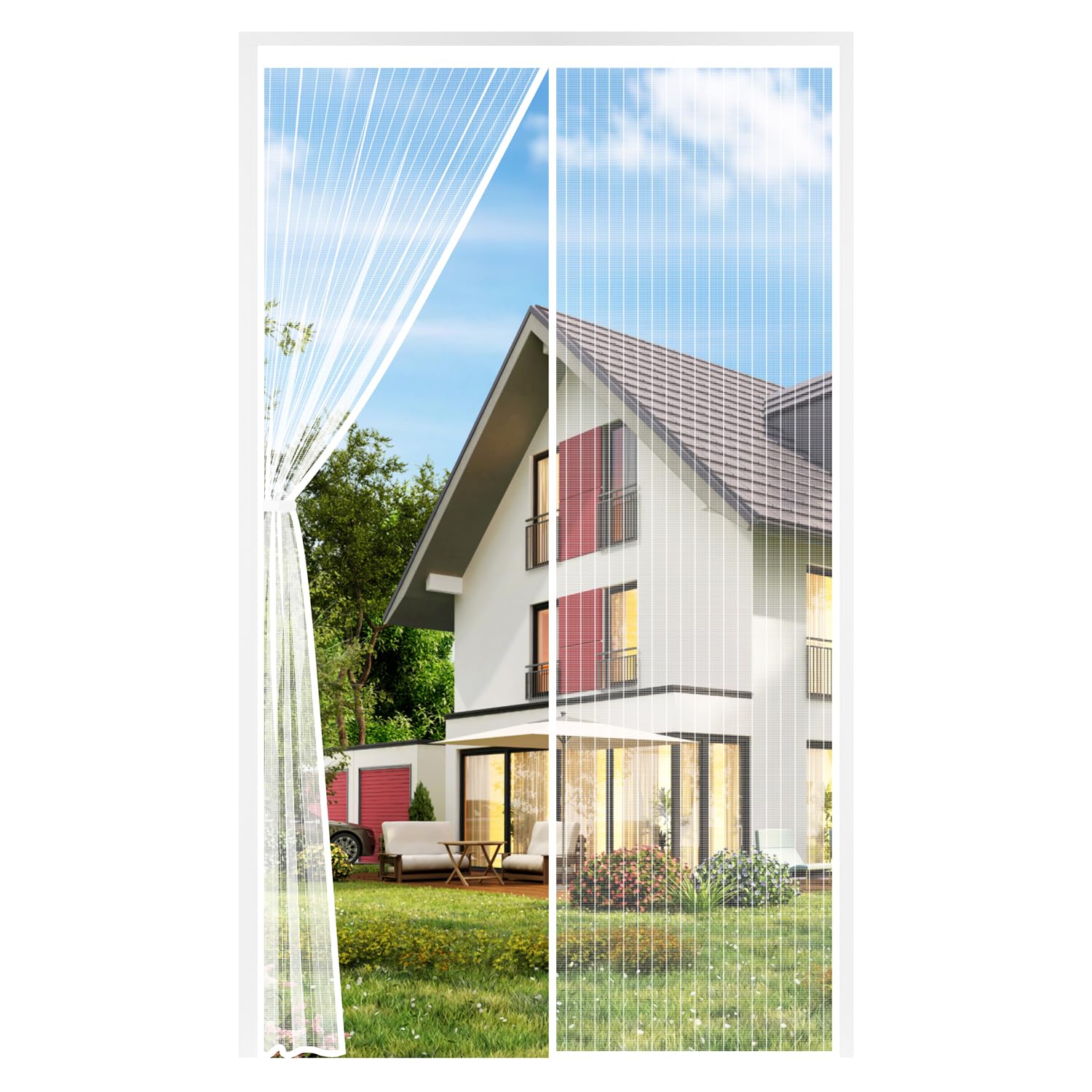 Auxmir Fliegengitter Balkontür Magnet, Insektenschutz Fliegenvorhang 90x220cm, Extra Starke Magnete, Verdickt Magnetvorhang ohne Bohren für Balkontür Wohnzimmer Terrassentür, Weiß