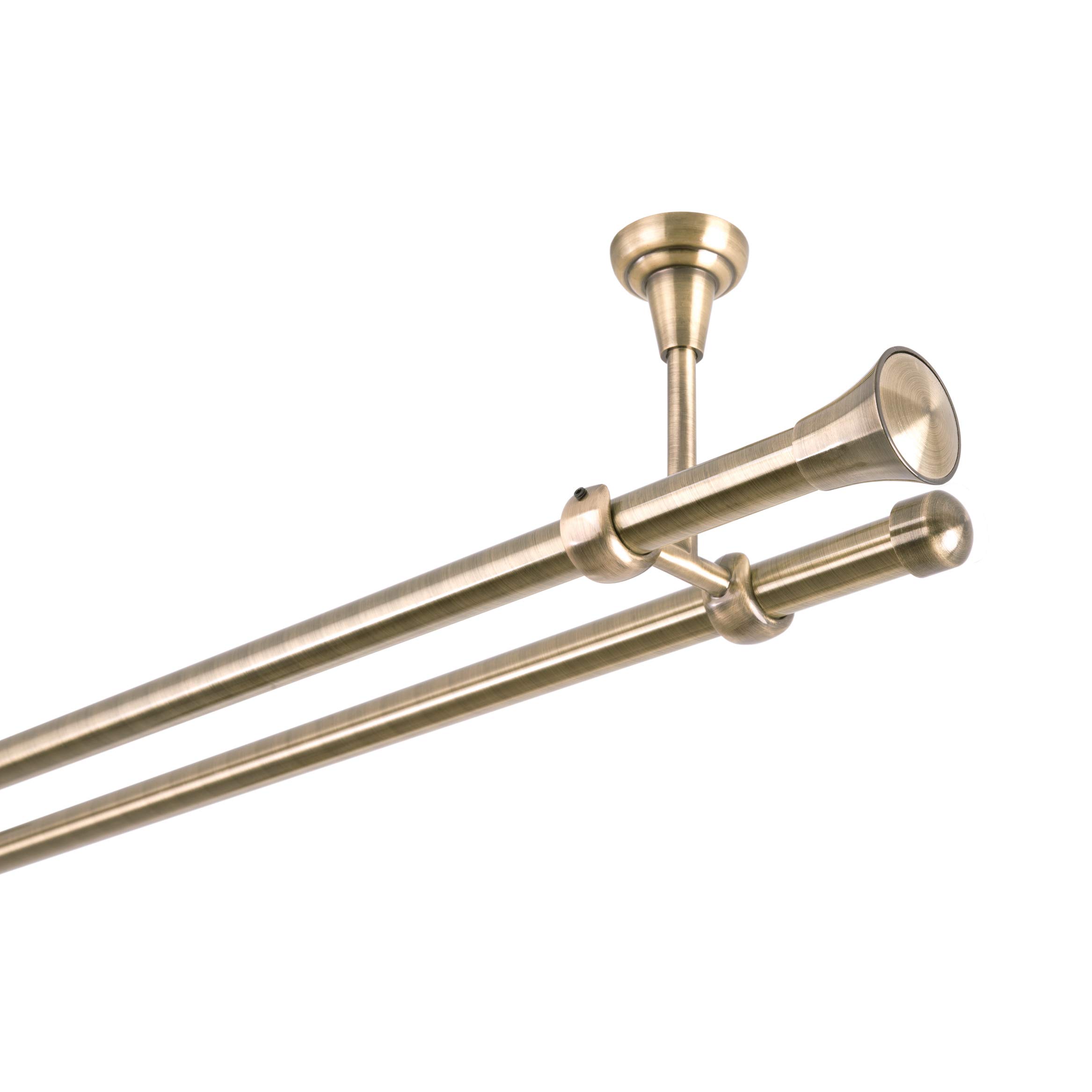 Tringle à rideaux à 2 voies 19 mm en métal doré vieilli (240)