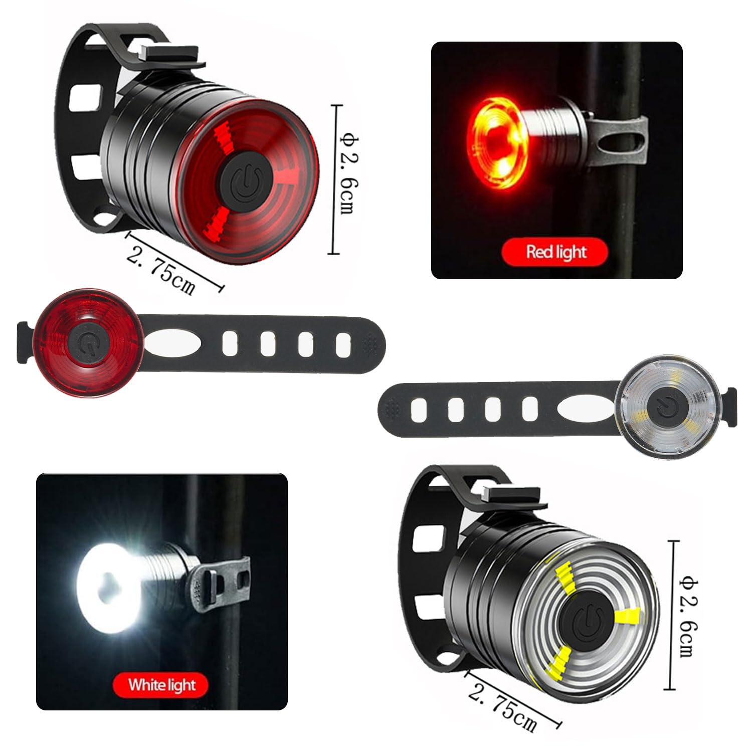 2 Lampes LED Pour Poussette - 3 Modes Lumineux, étanches IP65, Bande Ajustable - Sécurité Et Visibilité De Nuit
