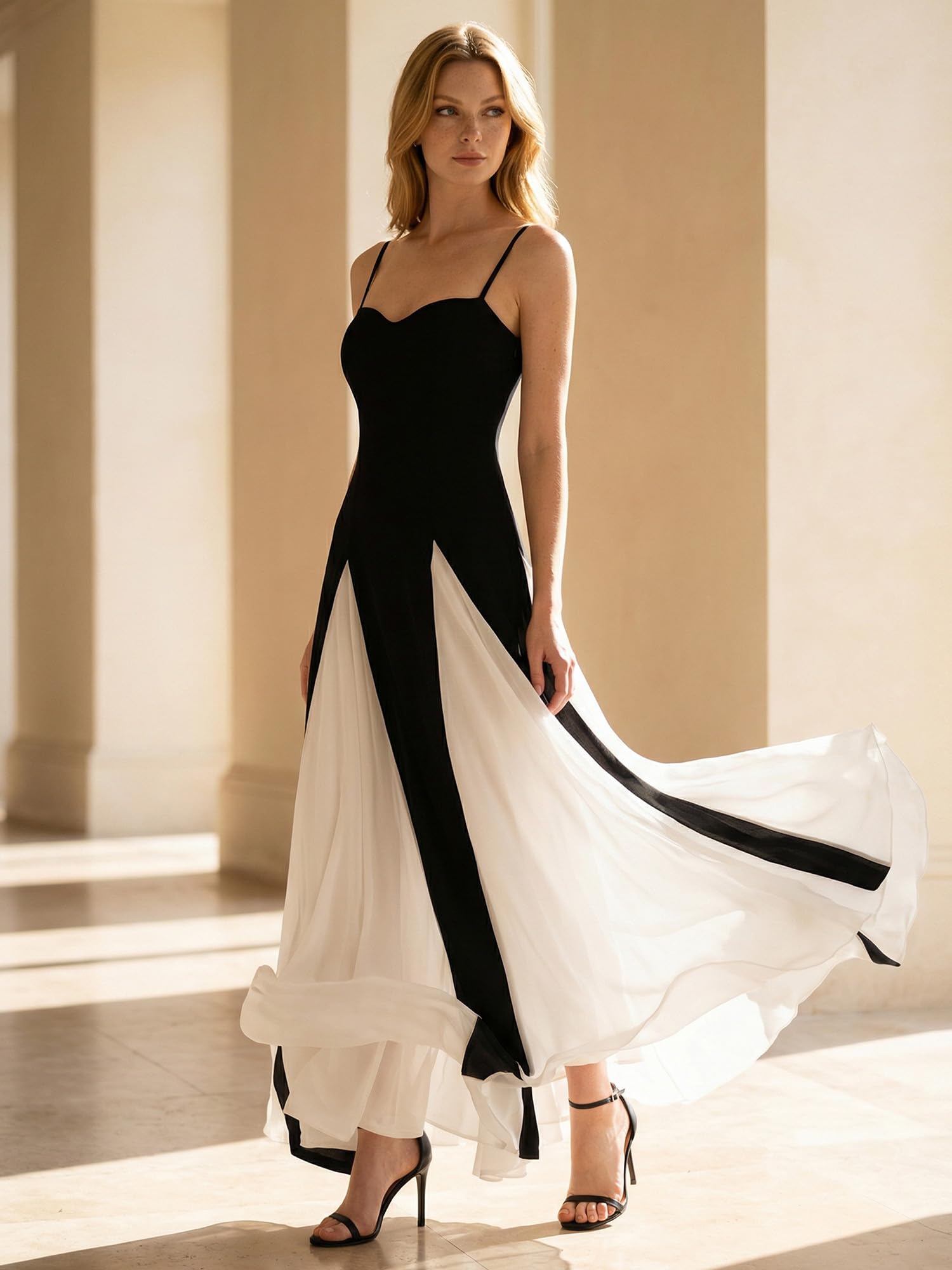 Ever-Pretty Vestito Donna Elegante Tubetop Senzamaniche Maglieria Maxi Gonna Svasata EG02648