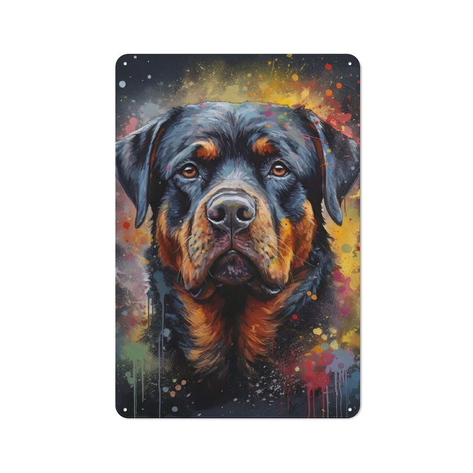 Junmoney Rottweiler Painting Retro Metal Sign 30X20cm, Classic Pub Decor For Cafe, Pub, Workshop Or Home Bar, For Casual British Interiors