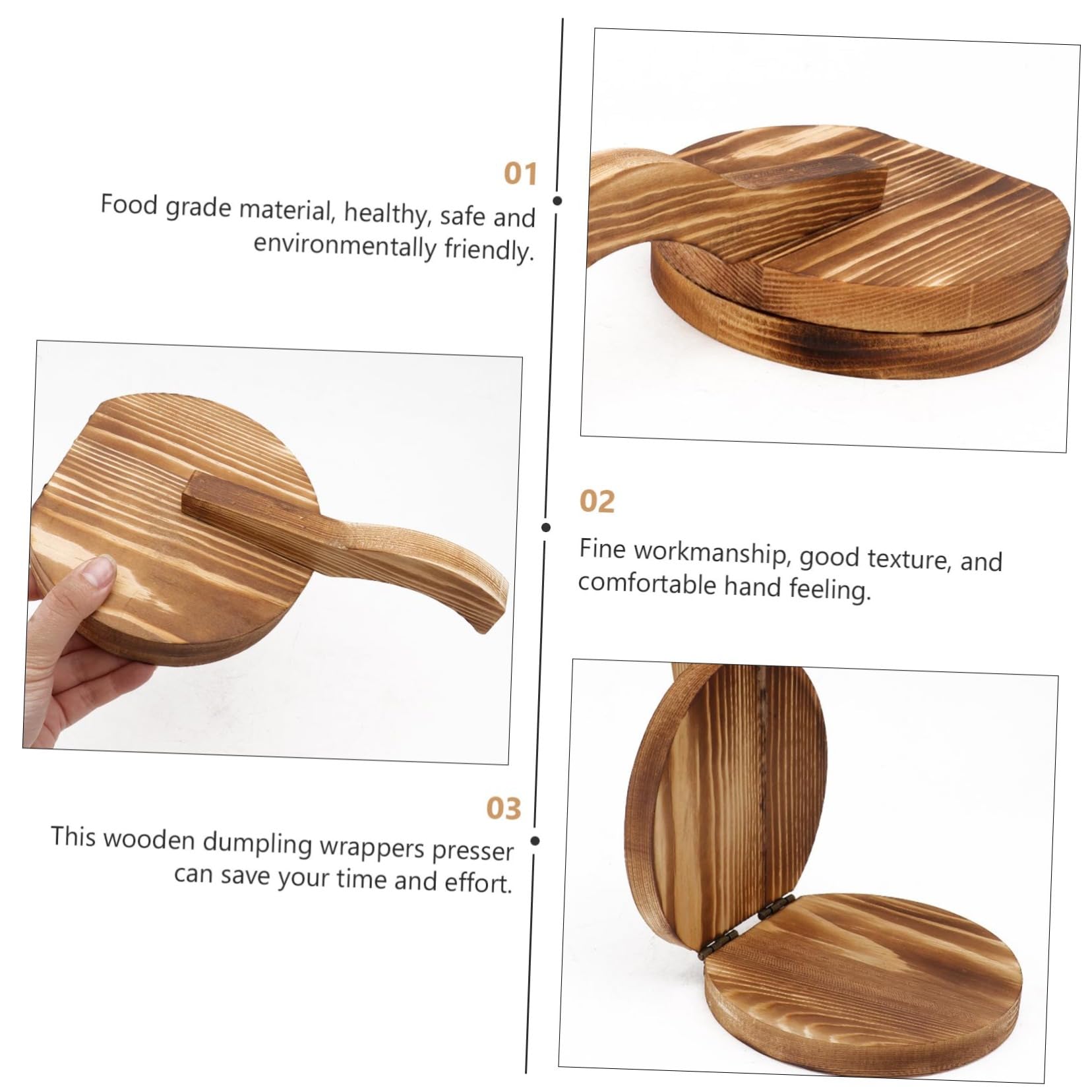 BESTonZON 10piezas Prensa De Masa De Madera Para Empanadas y Dumplings Herramienta De Repostería y Preparación De Bocadillos