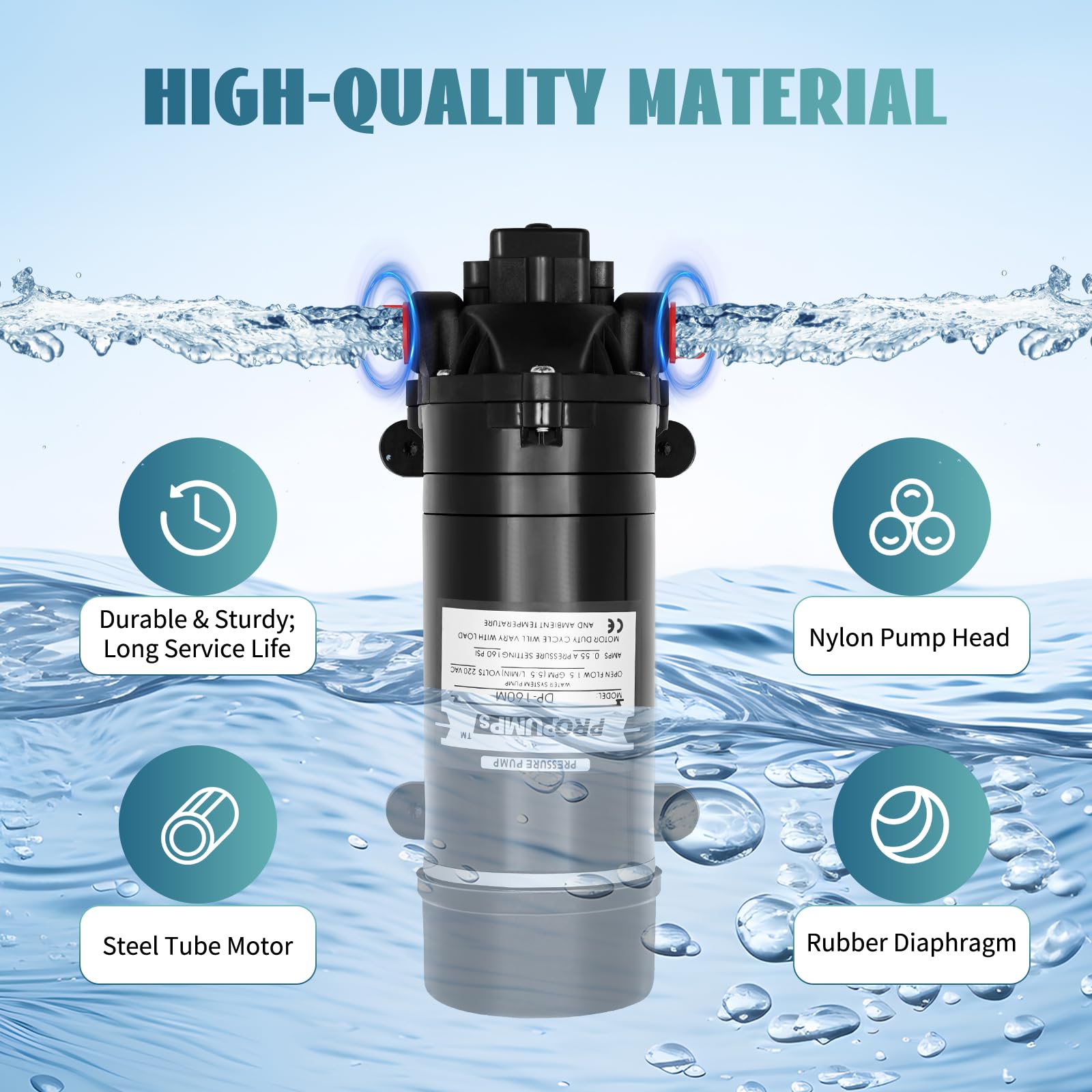 Pompa Membranowa 220 V DP-160 M, Wodna 70 W, Samozasysająca 5-5,5 L/Min, 160 PSI, Wysokociśnieniowa Z Przełącznikiem Ciśnieniowym