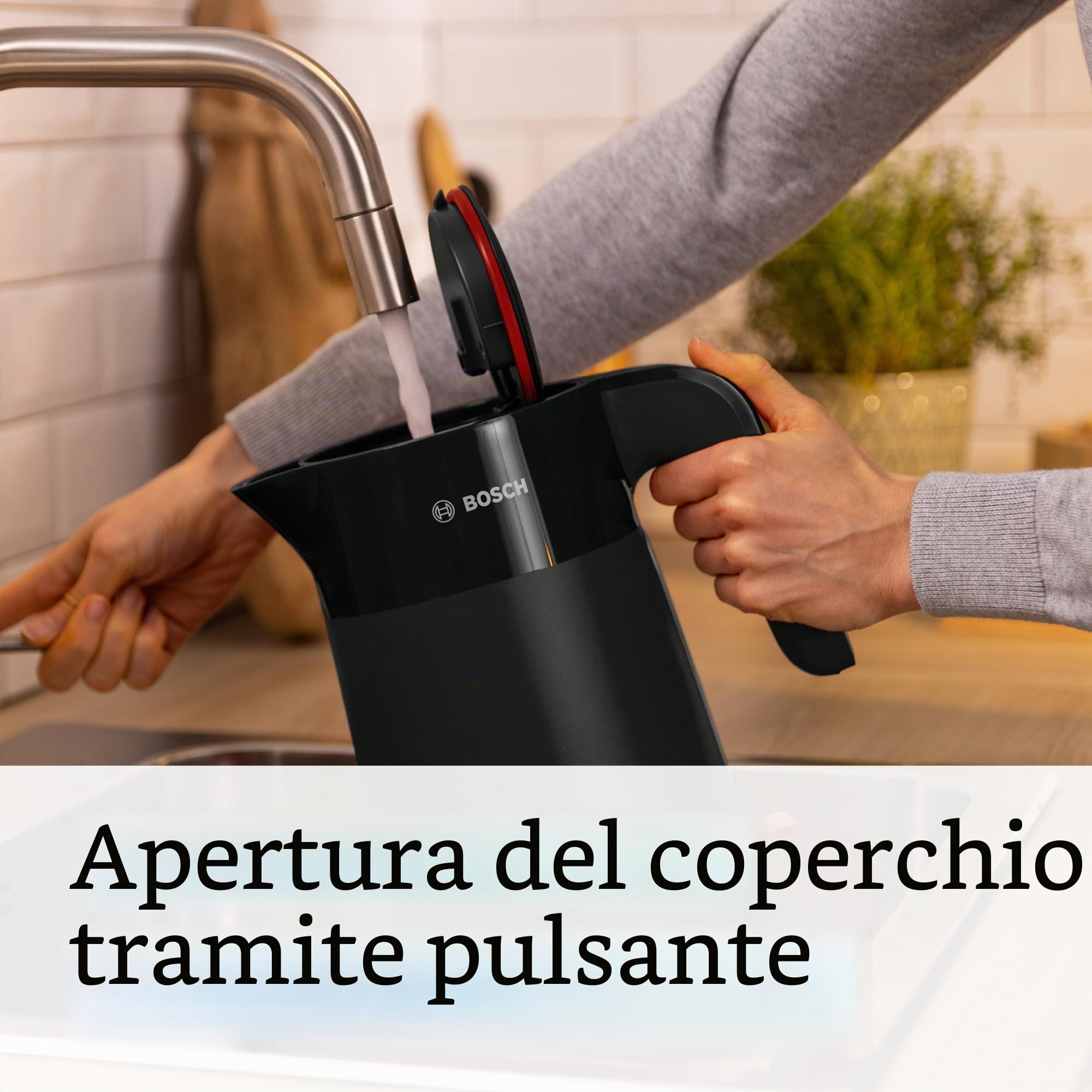 Bosch TWK2M163 Bollitore, Capacità 1.7 L, Filtro Anticalcare, Nero