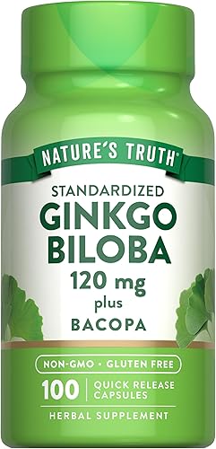 Ginkgo Biloba | 120 mg | 100 cápsulas | Extracto estandarizado | Suplemento sin OMG y sin gluten | por Nature's Truth