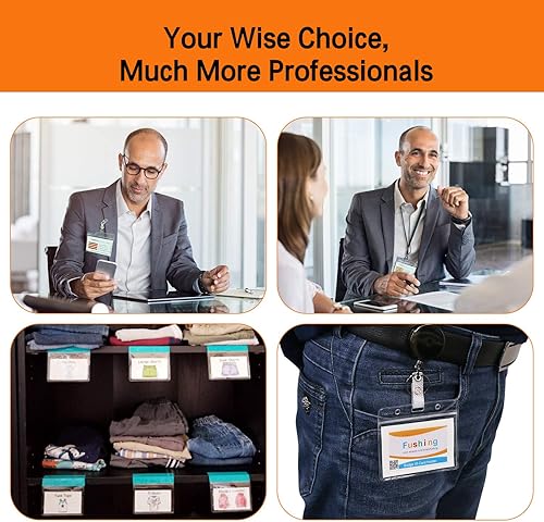 Miniatura 9 de Porta tarjetas de plástico transparente para ID insignia etiqueta de nombre Horizontales 100 piezas