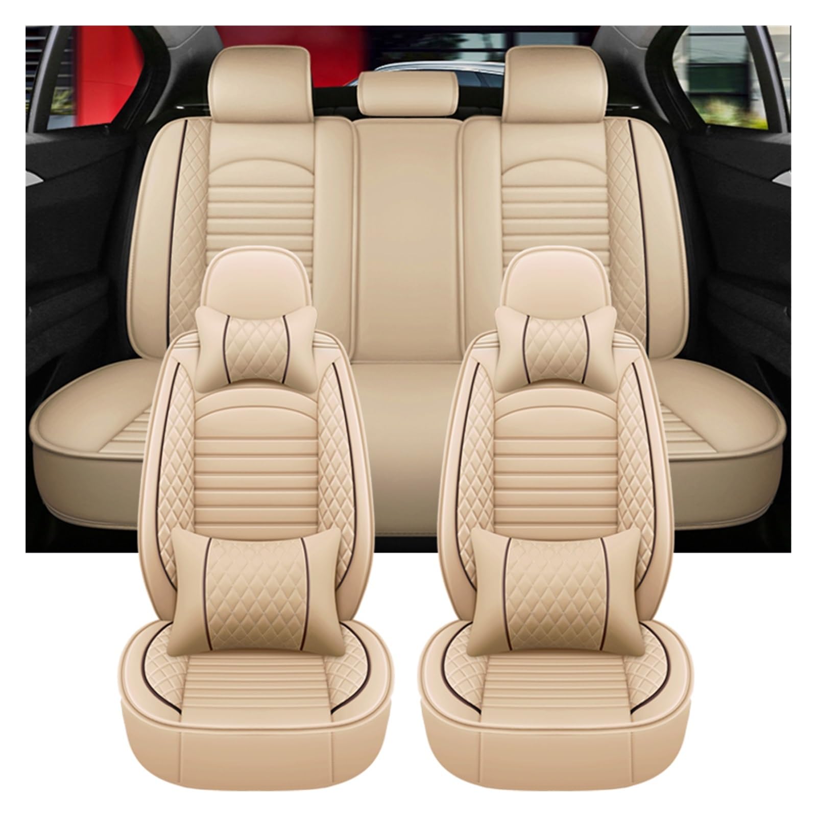 Housses de siège auto ensemble complet universel avec couvre appui-tête