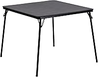 Flash Furniture Madelyn 33.5" Square Black Folding Card Table - Padded Vinyl Top, Portable Game Table for 4 Players