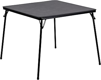 Flash Furniture Madelyn 33.5" Square Folding Multipurpose Card Table with Padded Vinyl Top, Portable Folding Game Table for 4 Players, Black