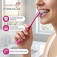 Vista 3 de Cepillo de dientes ortodóntico en forma de V para frenos, cerdas hechas en Estados Unidos, cepillo de dientes para soportes y cables, mango