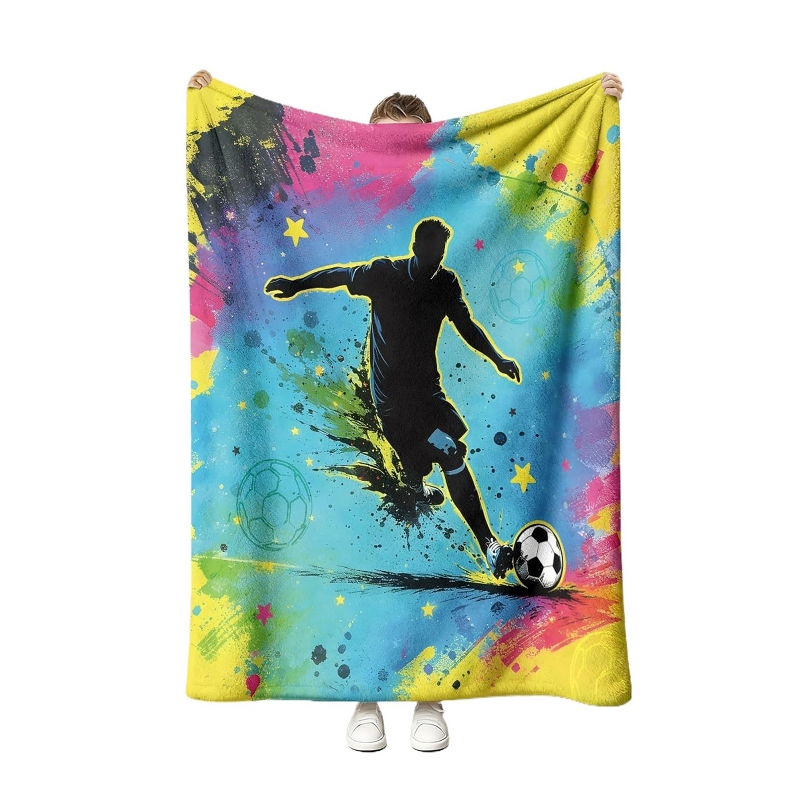 Couverture silhouette football 130x150cm plaid imprimé pour salon et chambre