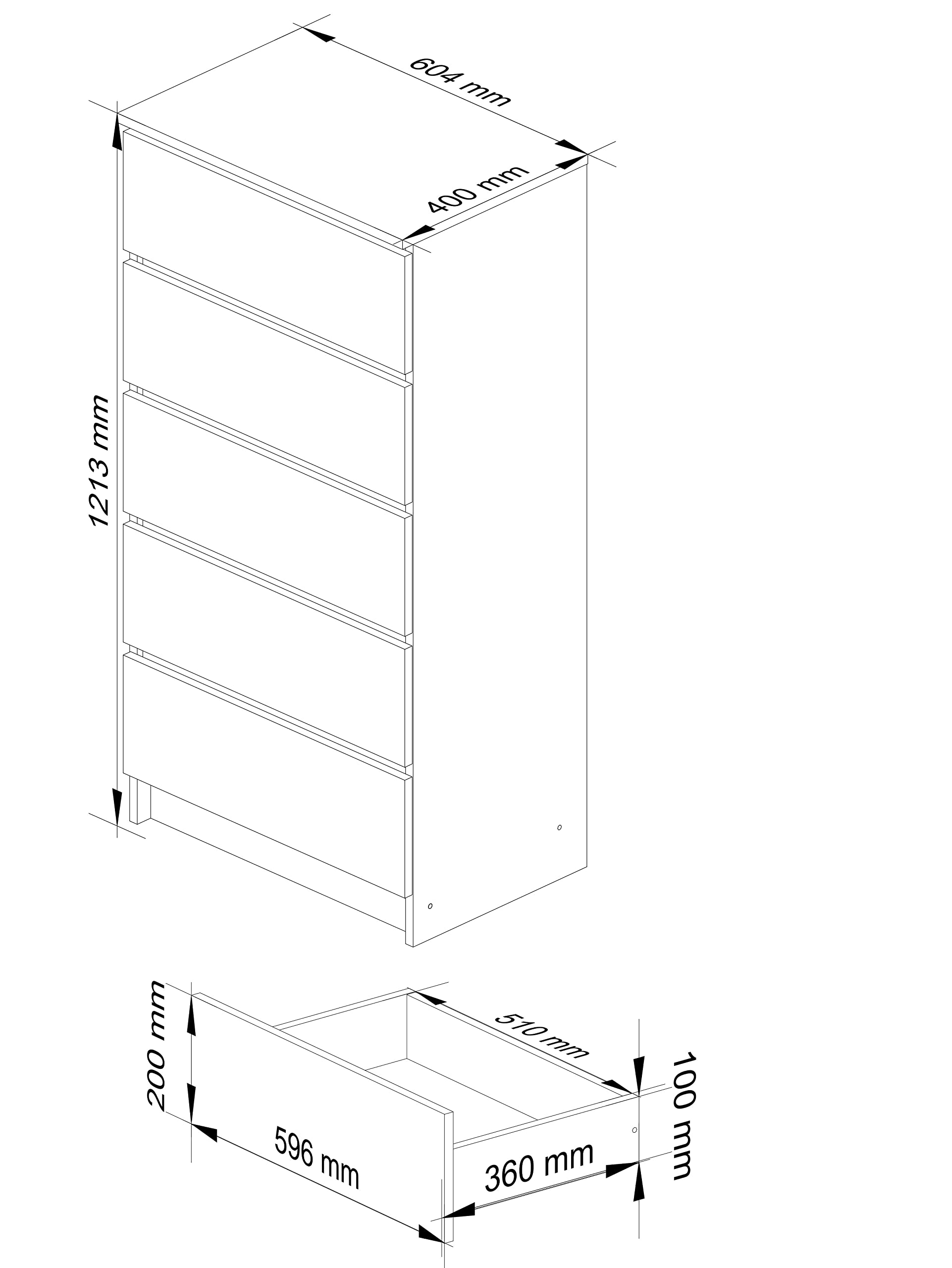AKORD Cassettiera K60 con 5 Cassetti | Credenza Alta | Moderna Mobiletto per Soggiorno Sala da Pranzo Camera da Letto Corridoio Bagno | Armadio Cameretta | 60x121x40 cm, 39kg | Bianco/Grigio grafite