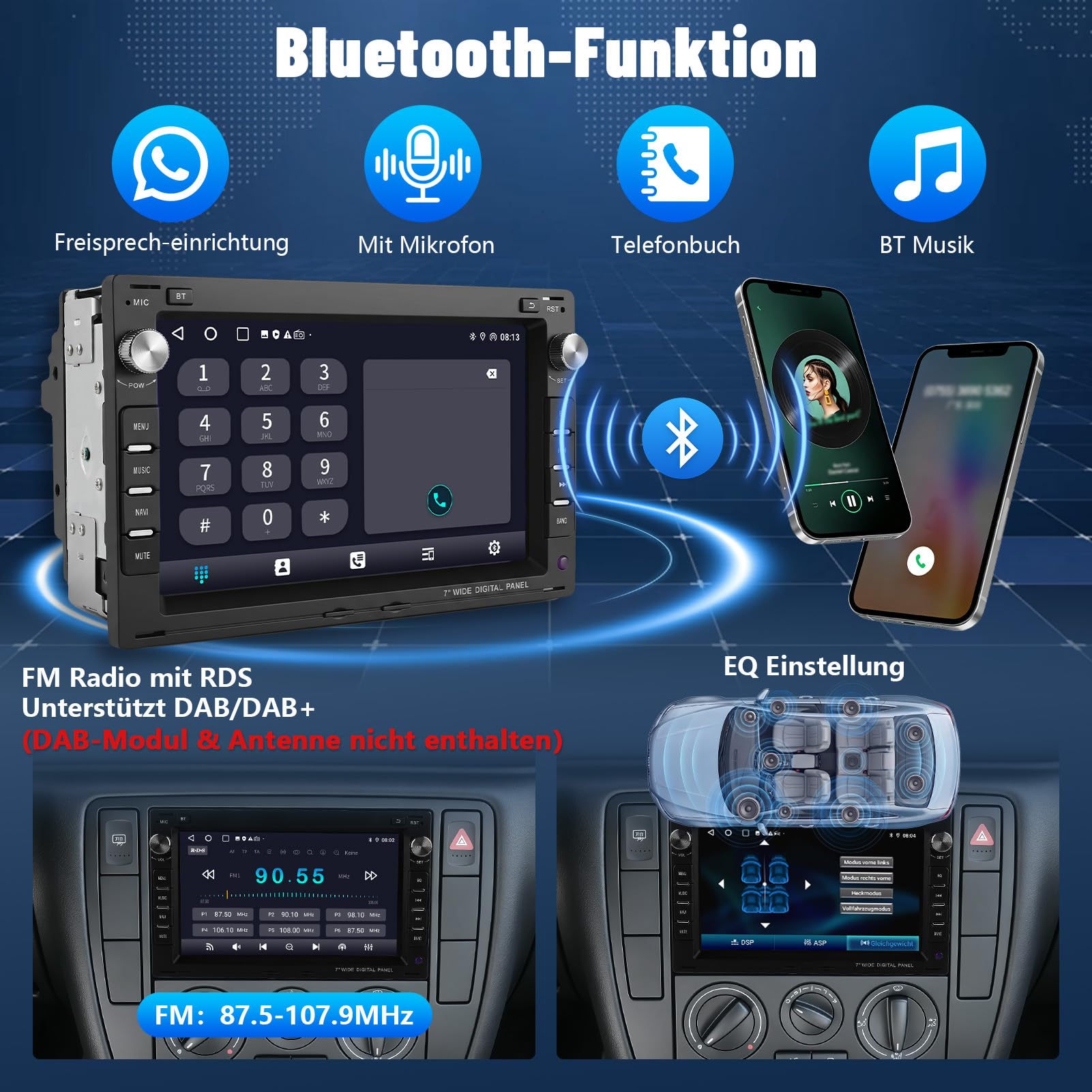 Ledio Bluetooth Autoradio mit Bildschirm für VW Golf 4 Polo MK3/4 9N T5 Passat B5 Seat Skoda, Doppel Din Auto Radio mit Navi WLAN FM Dab Radio, Apple Carplay, Android Auto, Android 14 GPS, 7 Zoll