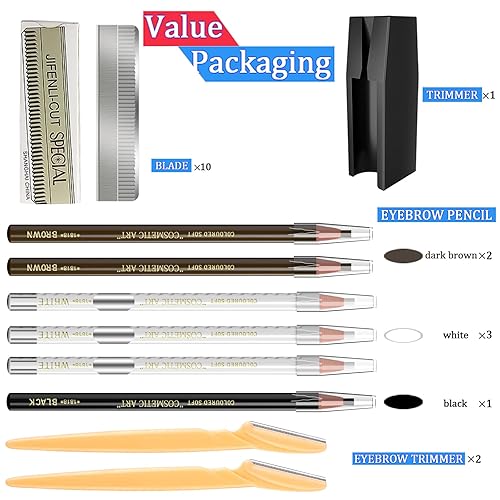 Miniatura 2 de Juego de lápices de cejas impermeables para marcar, rellenar y contornar, maquillaje de tatuaje y suministros de microblading, delineadores