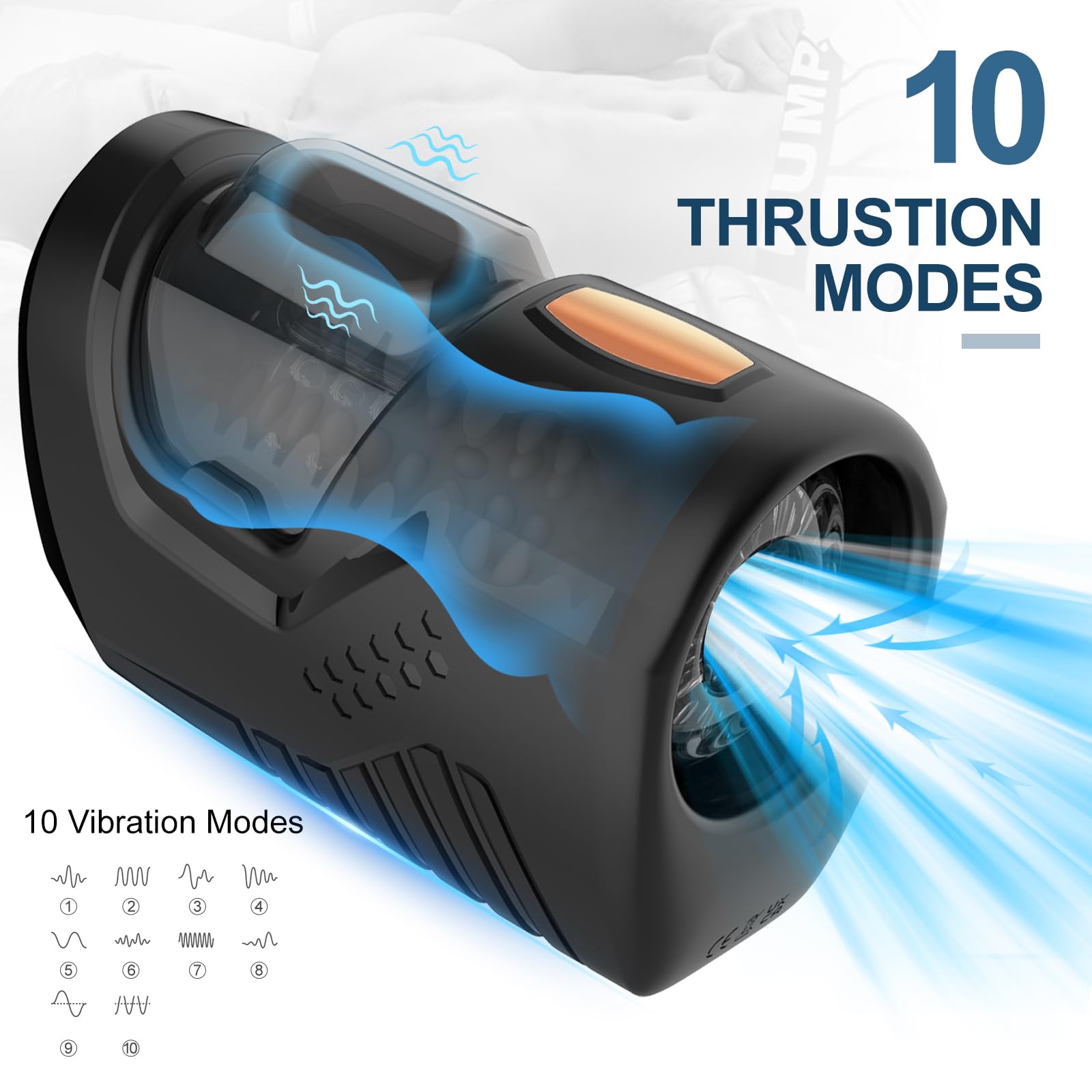 Masturbateur Automatique Jouet Sexuel, Appareil Masturbateur Cup avec 10 Modes de Vibration&Télescopiques, Adulte Sexe Machine avec 3D Silicone Manchon de Particules, Pompe à Pénis pour Homme (TKCFR)