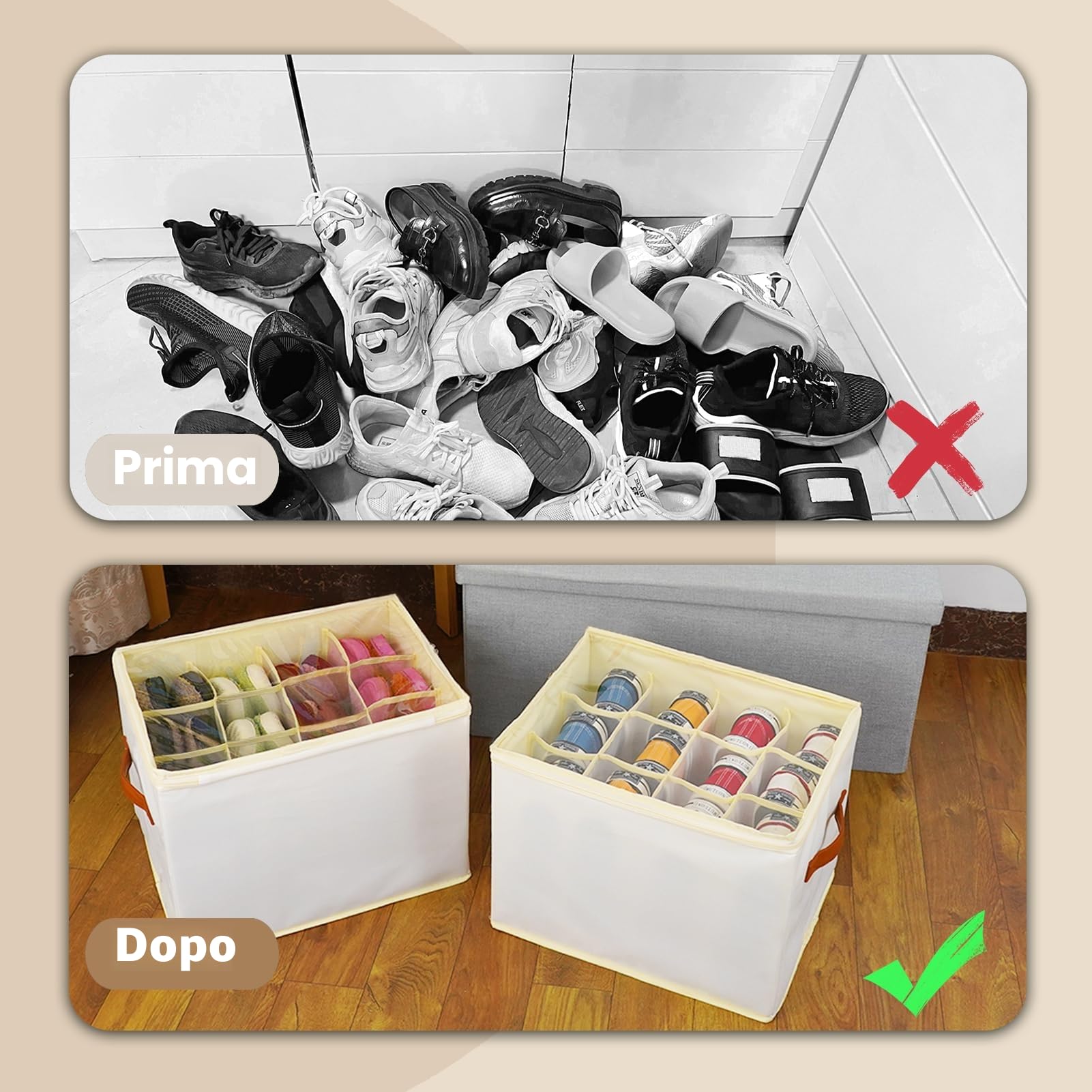 Patinao Portascarpe sottile – adatto a 12 paia di scarpiere, impilabili, salvaspazio, organizer per scarpe, per armadio, shoe rack per scarpe (1 pezzo)