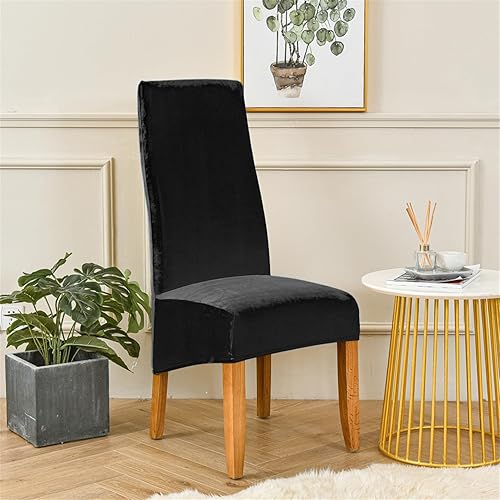 Miniatura 7 de Velvet Large Chair Covers, Stretch Soft High Back Chair Covers, Chair Protector Seat Slipcover for Dining Room Kitchen Decor (Set of 6,Black)