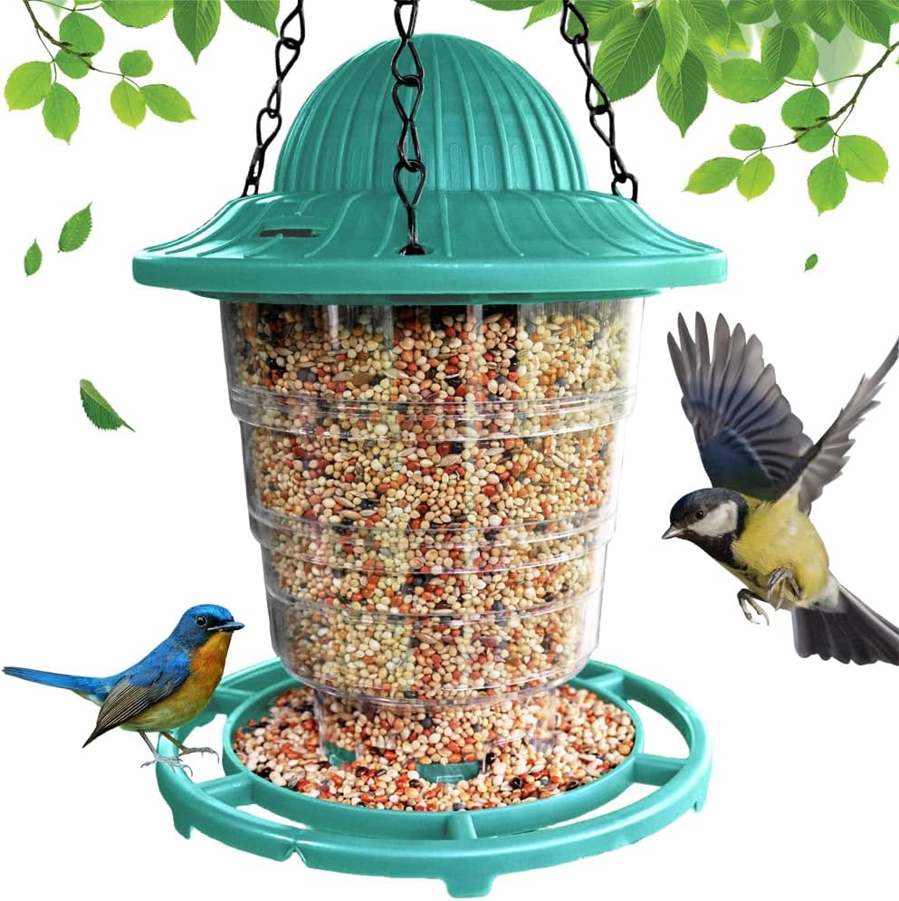 Small Bird Feeder – Durable Plastic Design, Easy Fill & Clean, Attracts Finches & Songbirds, Great for Outdoor Use in Yards, Porches and Decks