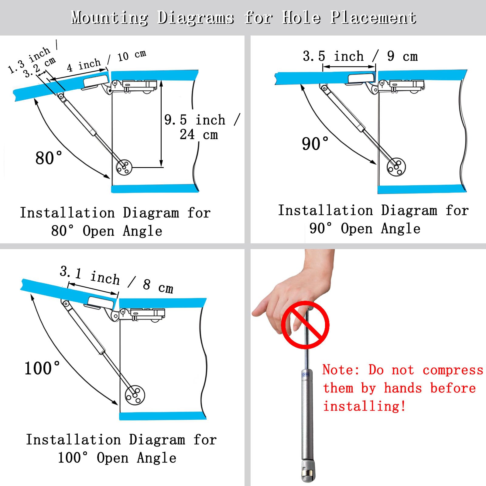 2 Pistoni A Gas 200N Per Mobili - Ammortizzatori Per Cucina, Ante E Coperchi, Argento - Foto 4