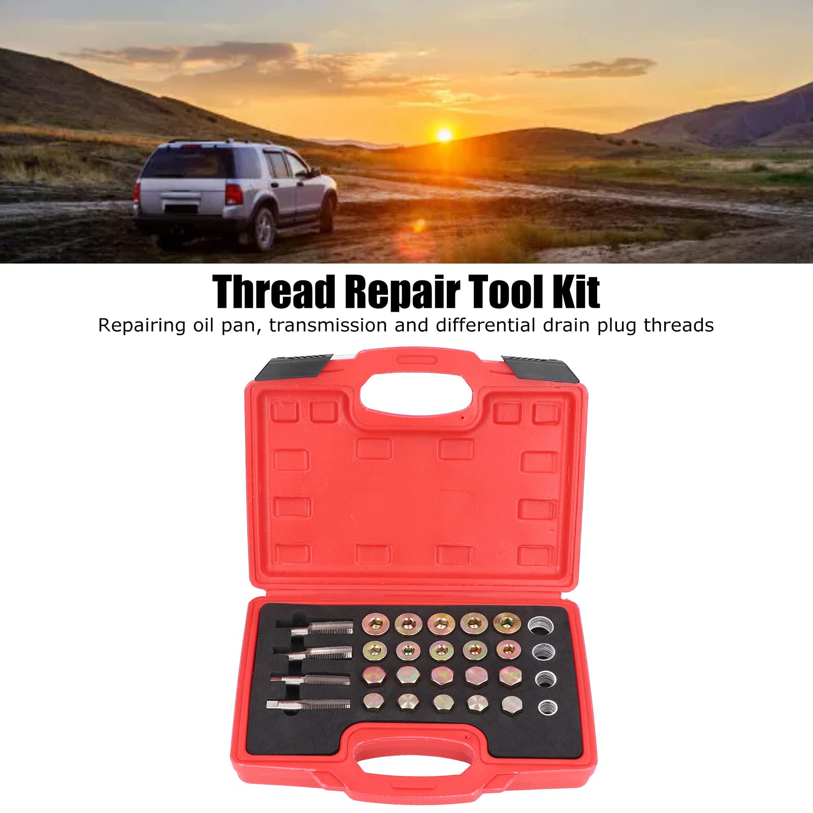 Kit di riparazione filettata per coppa 'olio da 64 pezzi, strumento per la filettatura del tappo di scarico M13, M15, M17 e M20 con 40 rone e 20 tappi, set professionale per la