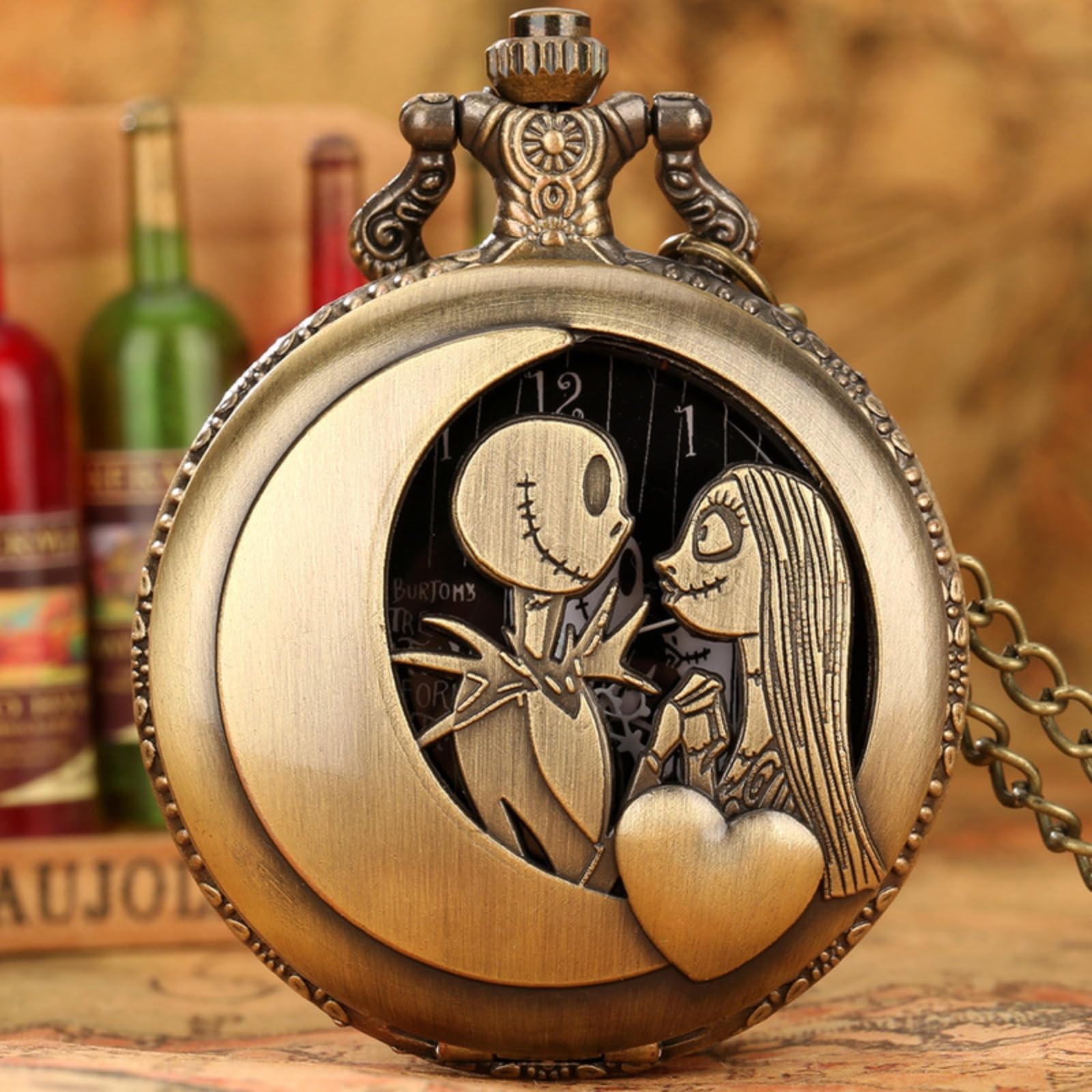 orologio da tasca, Orologio da tasca con movimento al quarzo, orologio parete coppia scheletrata cava, for uomo e donna