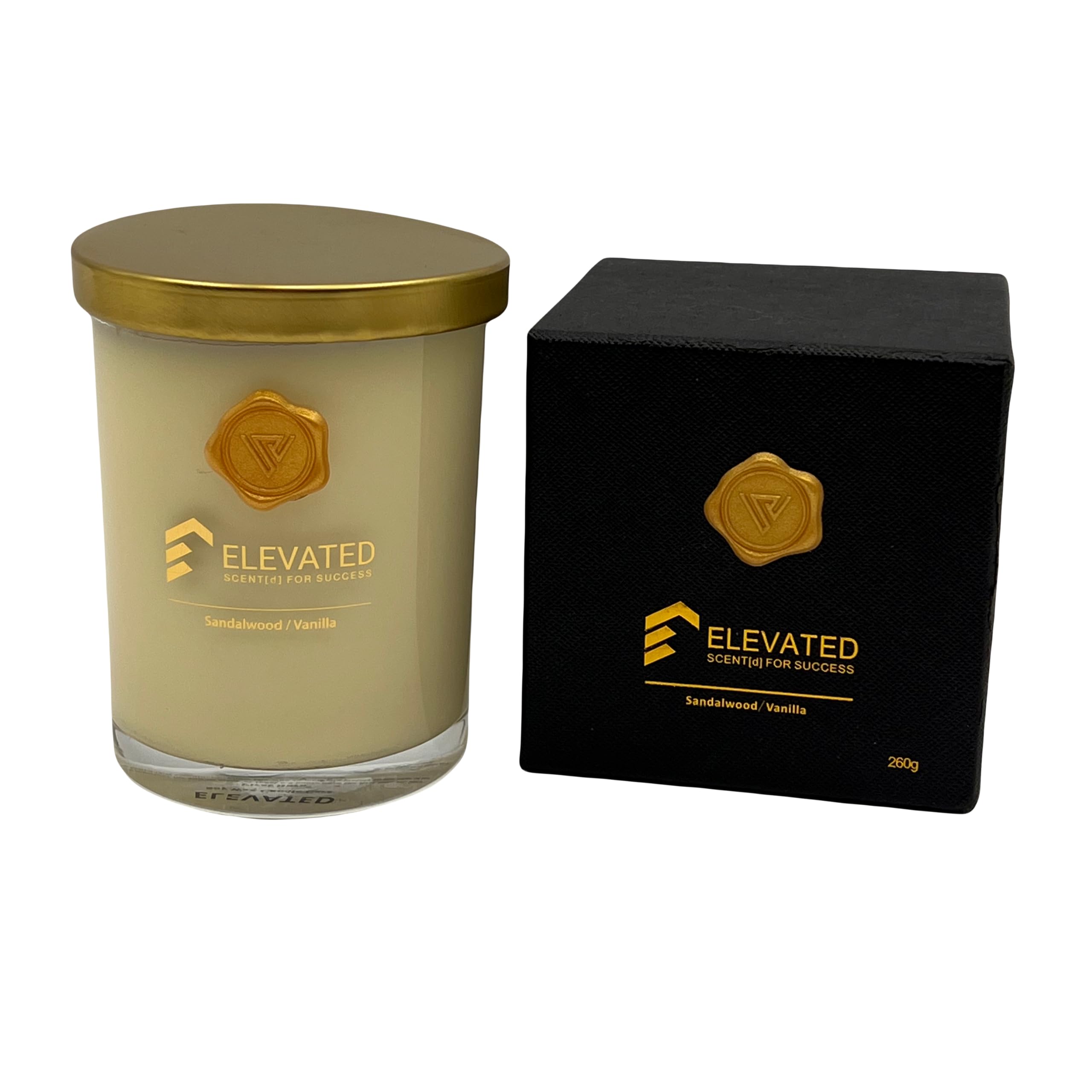 ELEVATED Scent[d] for Success Vanilla Sandalwood Candle | Soy Wax Sandalwood Vanilla Candle | Long Lasting Candles for Aromatherapy | 9.1oz Large Candle Jar with Up to 70 Hours Burn Time