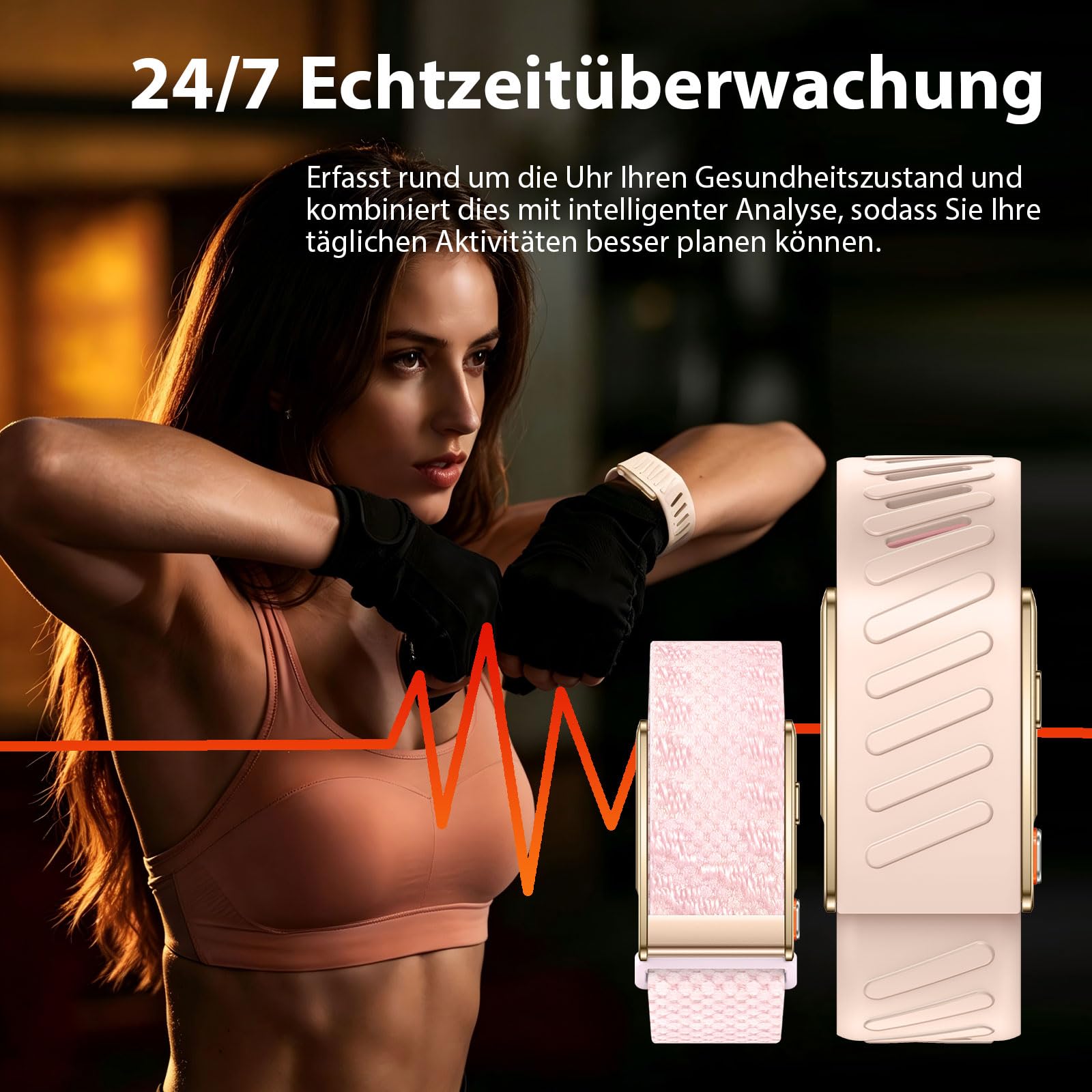 findtime Braccialetto fitness tracker senza display con 2 bande argento
