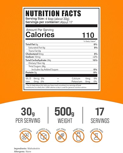 Miniatura 2 de BULKSUPPLEMENTS.COM Maltodextrina en polvo  Suplemento intraentrenamiento  Polvo de carbohidratos  Polvo energético de entrenamiento (17.64 oz  1.1