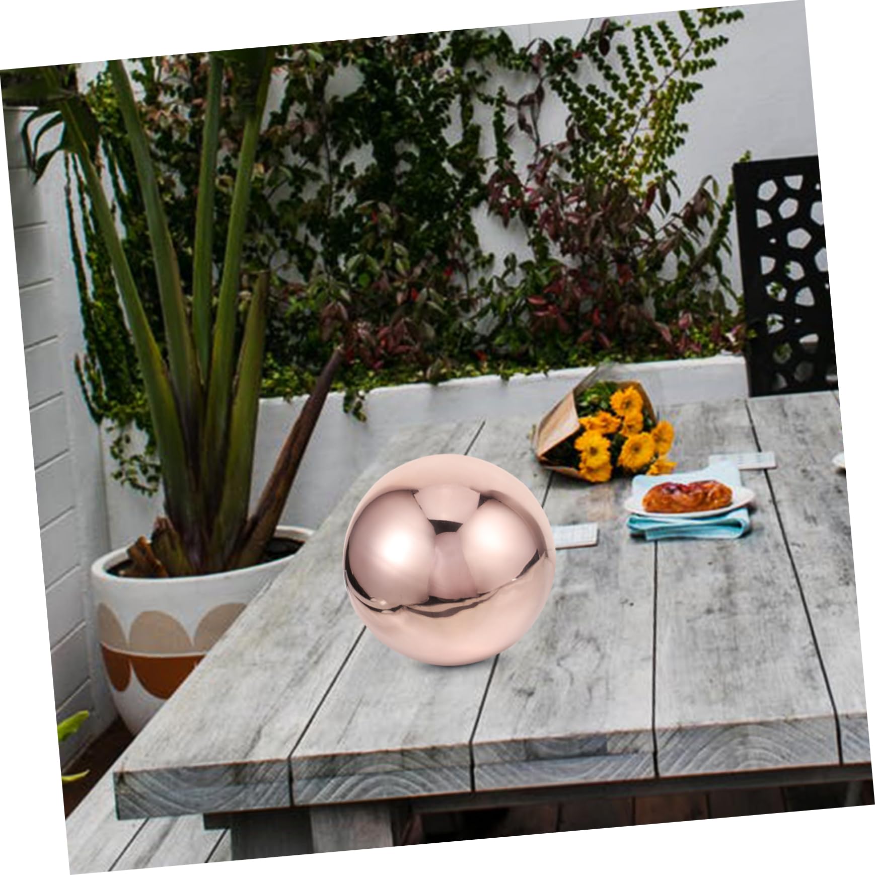TOYANDONA Reflektierende Edelstahl Gartenkugel für Außenbereich 304 Rosenvergoldeter Hohlkugel Dekoball mit Spiegelnder Oberfläche Wetterfest und Stilvoll für Garten