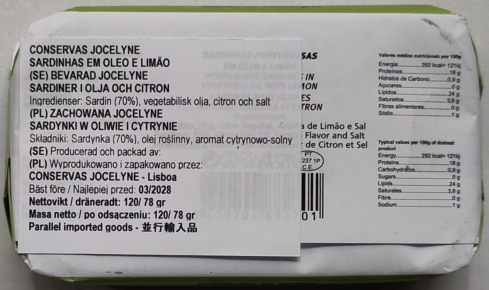 Conservas JOCELYNE - Gourmet-Sardinen in Pflanzenöl und Zitrone (Lissabon-Symbole) - 5er Pack (5 x 120 gr)