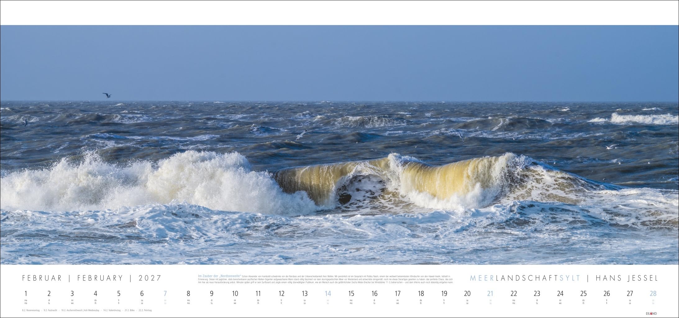Meerlandschaft SYLT Kalender 2027 - Hans Jessel: Großer Panorama-Wandkalender mit Fotos des bekannten Künstlers Hans Jessel. Meereslandschaften eingefangen in einem XXL-Fotokalender.