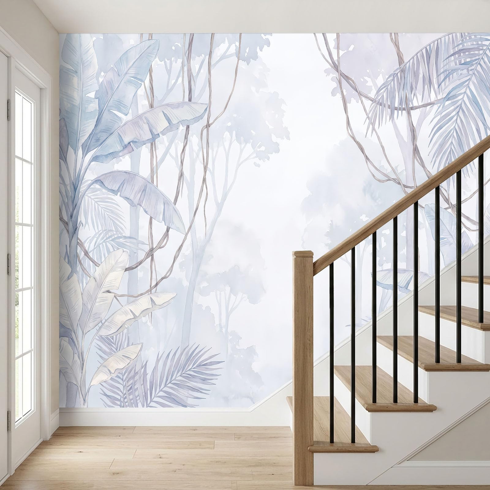 Panoramiczna tapeta 3D Magiczny Las Tropikalny Liana Liść Bananowca Plakat, 350 x 256 cm (szer. x wys.) Tapeta ścienna z włókniny do salonu dziecięcego Sofa TV dekoracja tła, lawenda