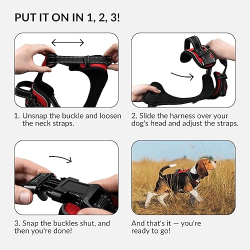 Miniatura 4 de CollarDirect Arnés reflectante sin tirones para perro, con asa y clip frontal, chaleco acolchado suave ajustable para perros pequeños a grandes,