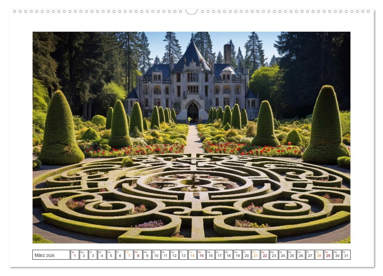 Irrgärten und Labyrinthe (Wandkalender 2026 DIN A2 quer), CALVENDO Monatskalender: Ein Labyrinth soll den Wegfinder verwirren und herausfordern. In ... sich verlieren. (CALVENDO Wissenschaft)