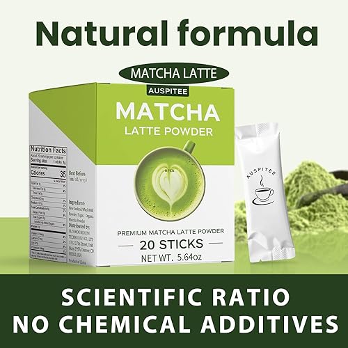 Miniatura 5 de Matcha Latte - Paquete individual de polvo de té verde con leche, mezcla de ciencia barista premium, bolsas individuales de matcha (20)