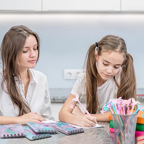 Miniatura 7 de LiYiQ Juego de 148 calcomanías de sirena para fiestas de animales a granel, mini bloc de notas en espiral, bolígrafos de sirena, calcomanías para