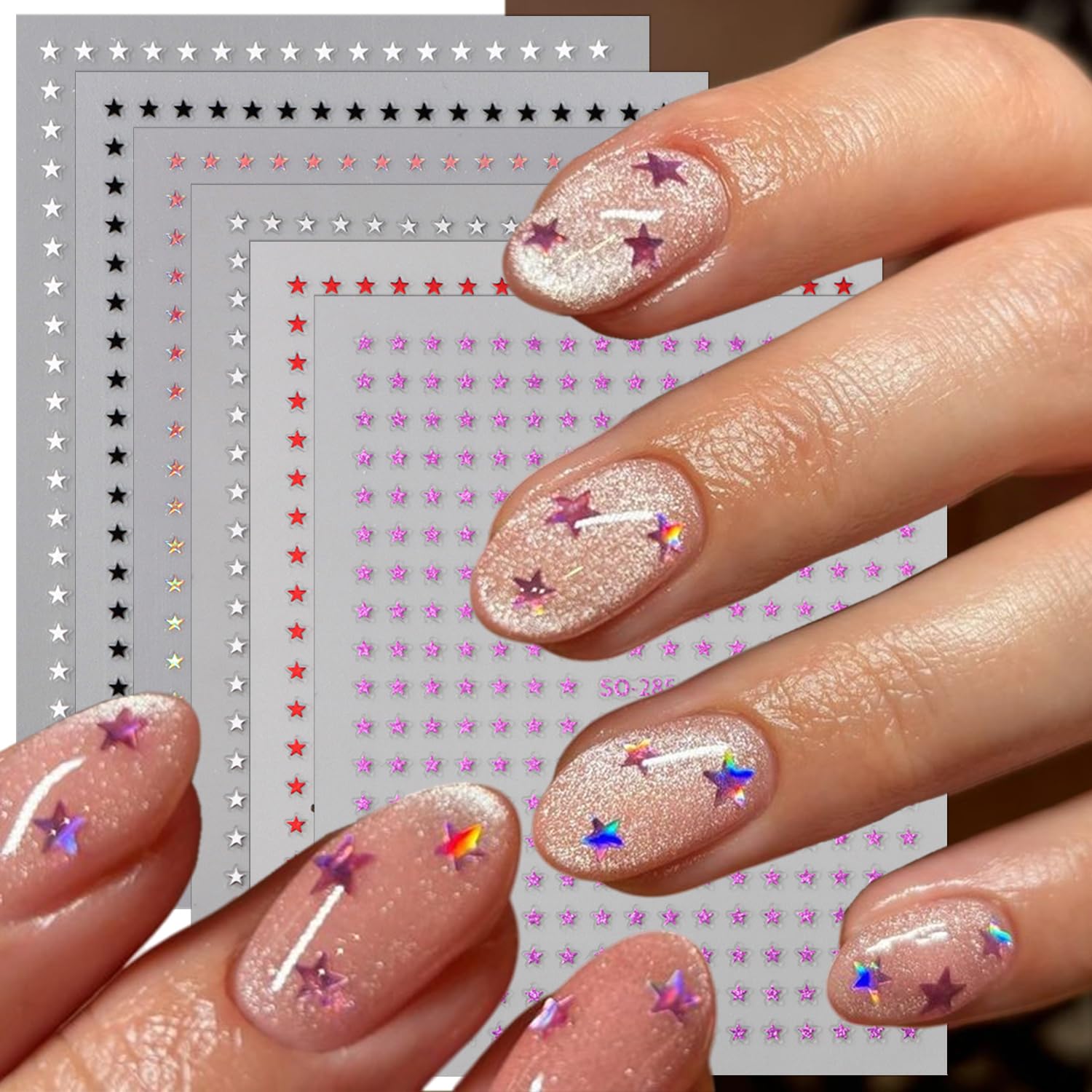 Amazon.com: 6 Sheets Star Nail Decals for Nail Art 3D Self