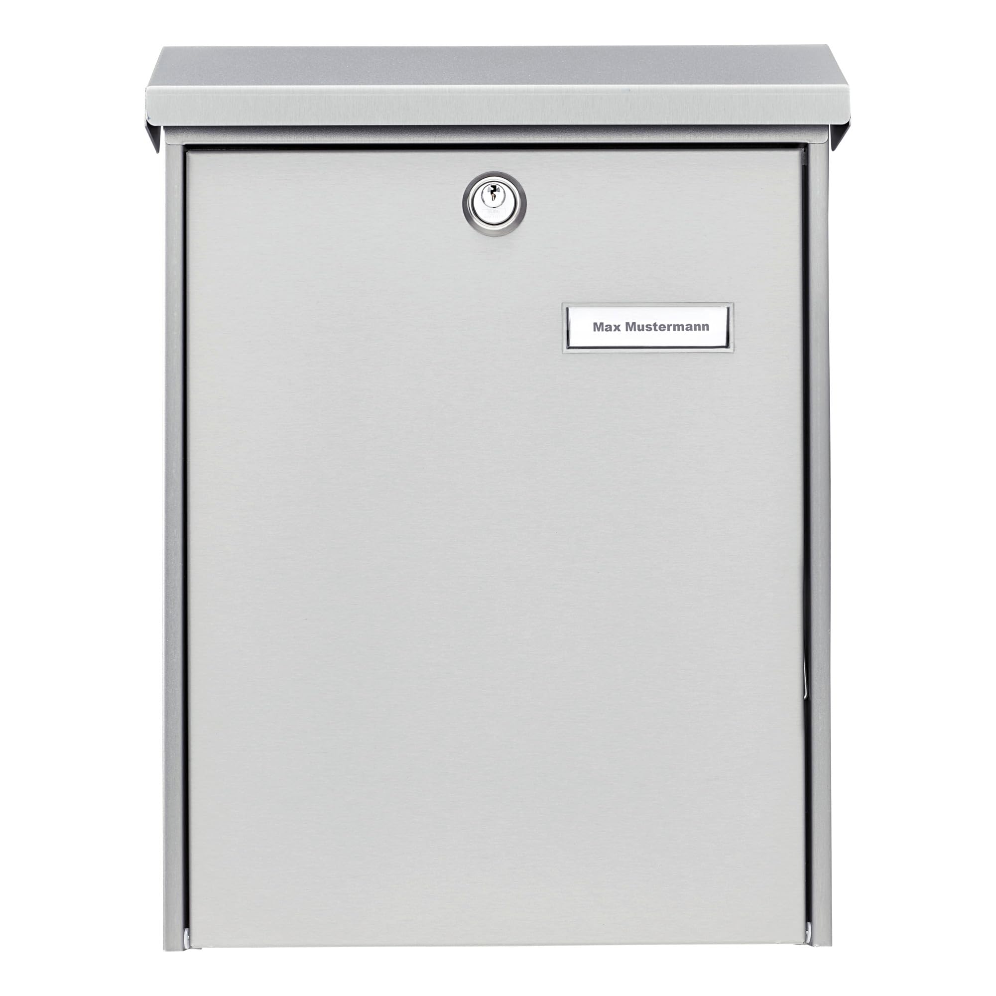 BURG-WÄCHTER Buzón sin portaperiódicos con placa para nombre, Acero inoxidable, Para formatos hasta DIN C4, Incl. 2 llaves, OSLO 3767 NI, Acero inoxidable