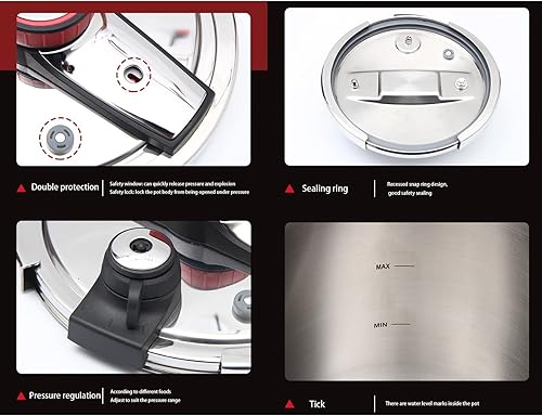 Miniatura 6 de 6L Pressure Cooker Rotary Household 304 Stainless Steel Pressure Cooker Gas Induction Cooker General for Kitchen