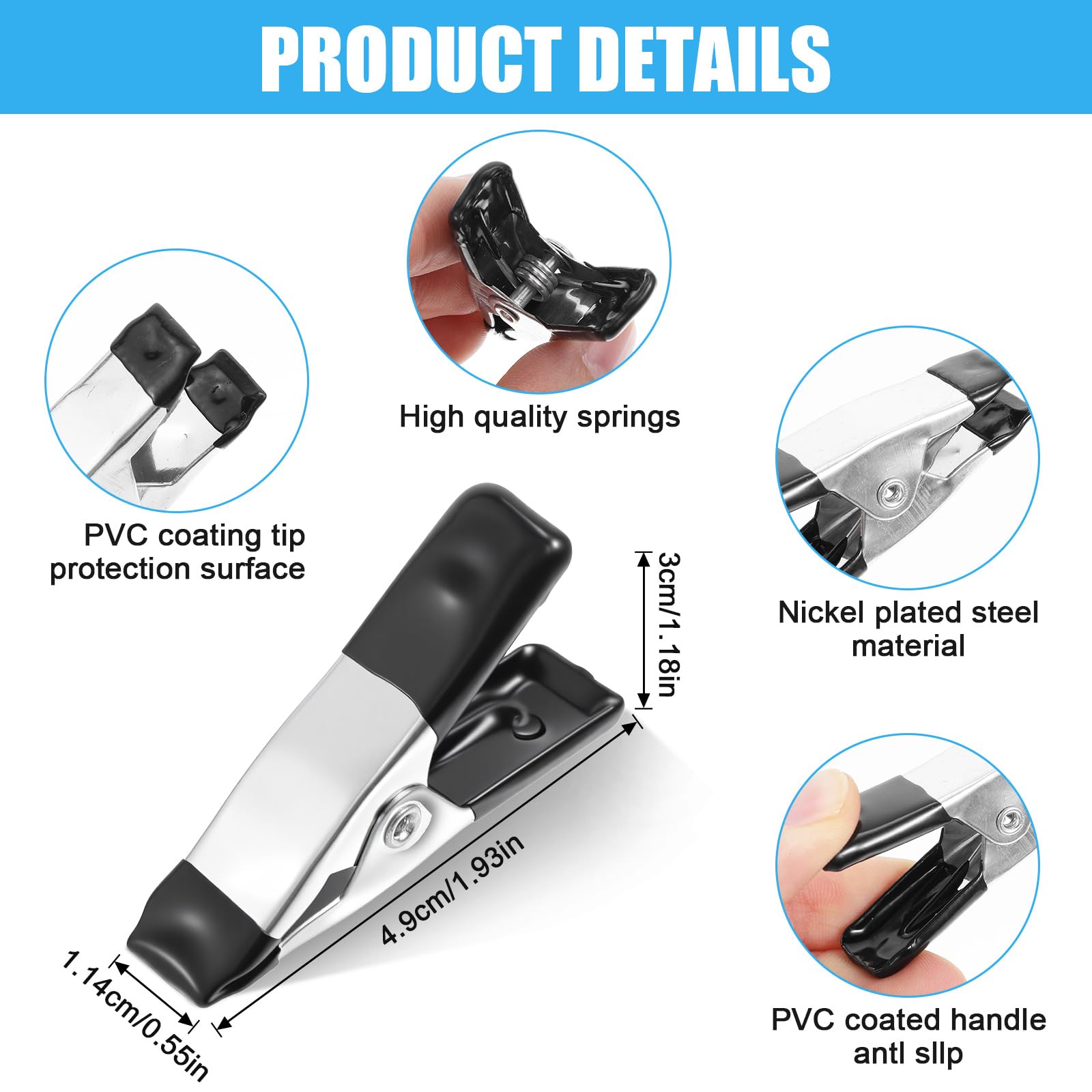 20 Pcs Spring Clamps Mini Clamps for Model Making Metal Spring Clamps Clips Heavy Duty Tipped Grip Holder Rubber Coated - Image 2