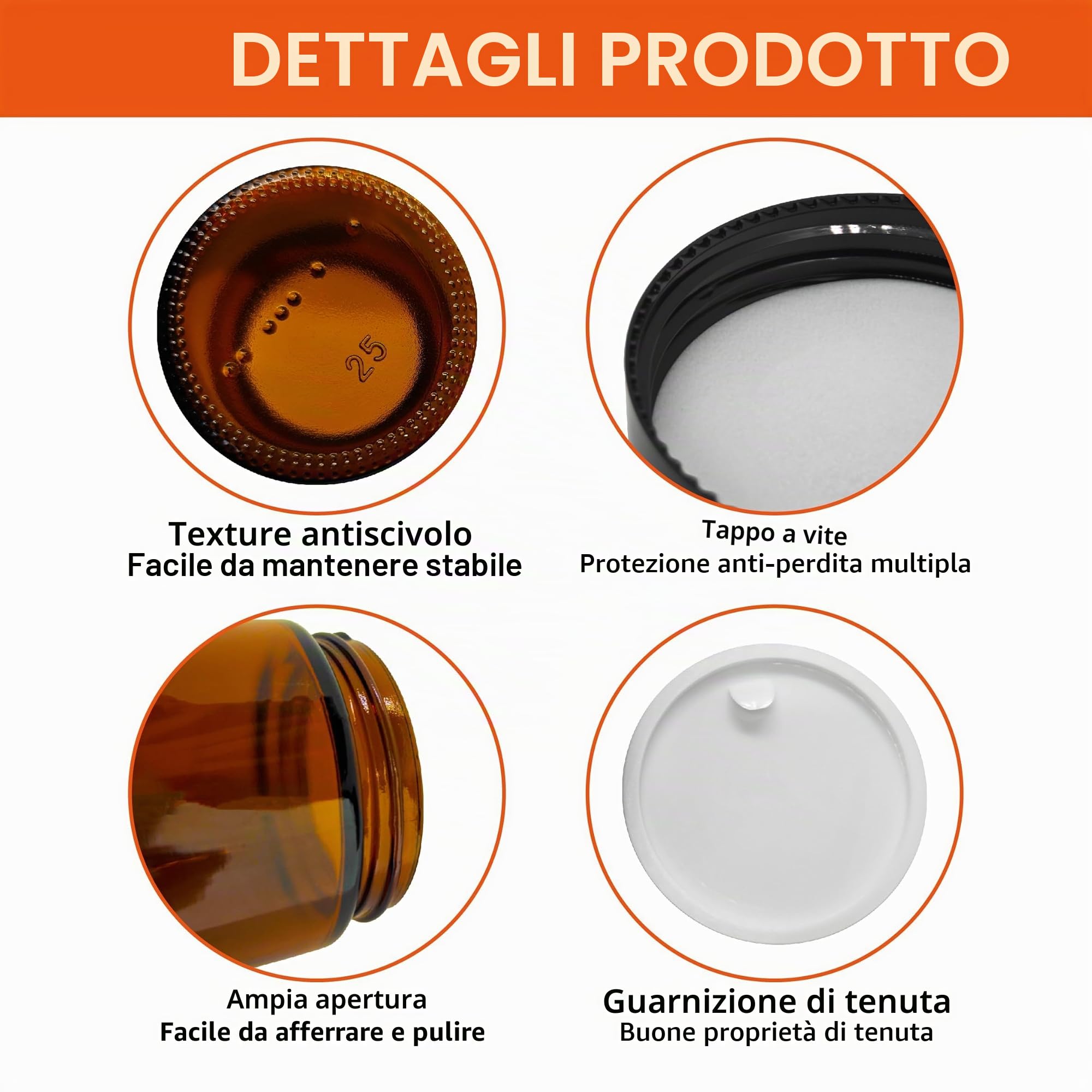 Set di 2 Vasetti in Vetro Ambrato da 100 ml con Coperchio a Vite, Contenitori Multiuso per Cosmetici, Creme, Oli Essenziali, Protezione UV, Perfetti per Viaggio e Conservazione Domestica
