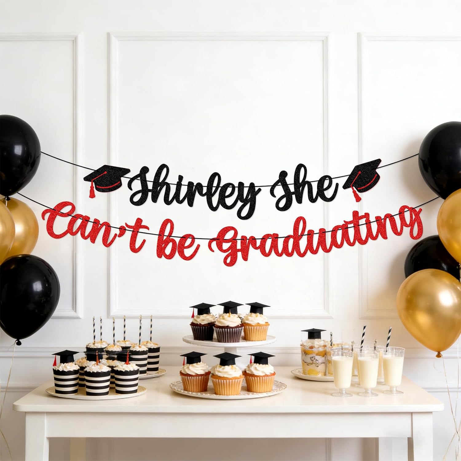 Shirley She Can't Be Graduating Banner, Congrats Grad Class of 2026 Decor image 4